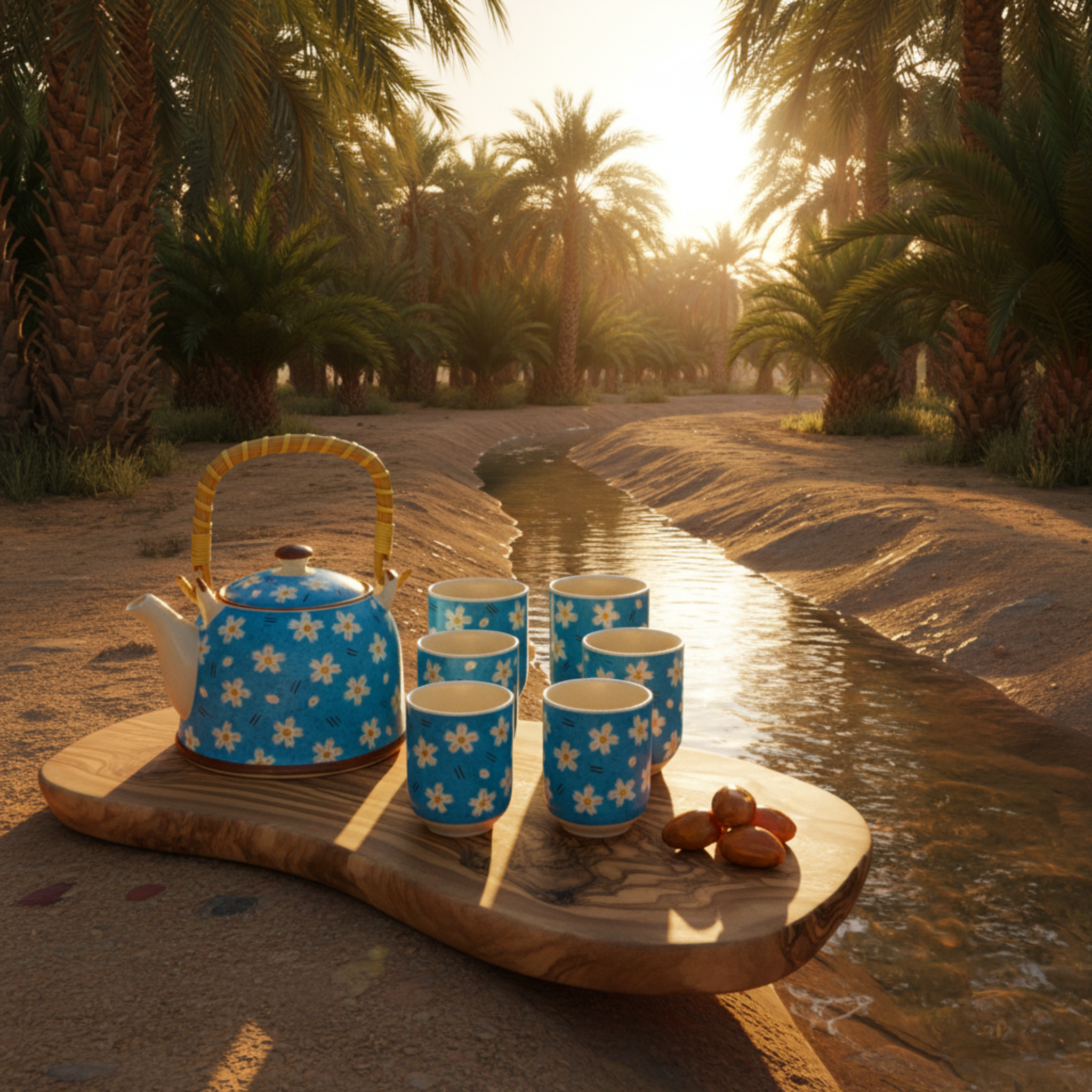 Service à Thé Bleu Azur – Céramique 7 pièces