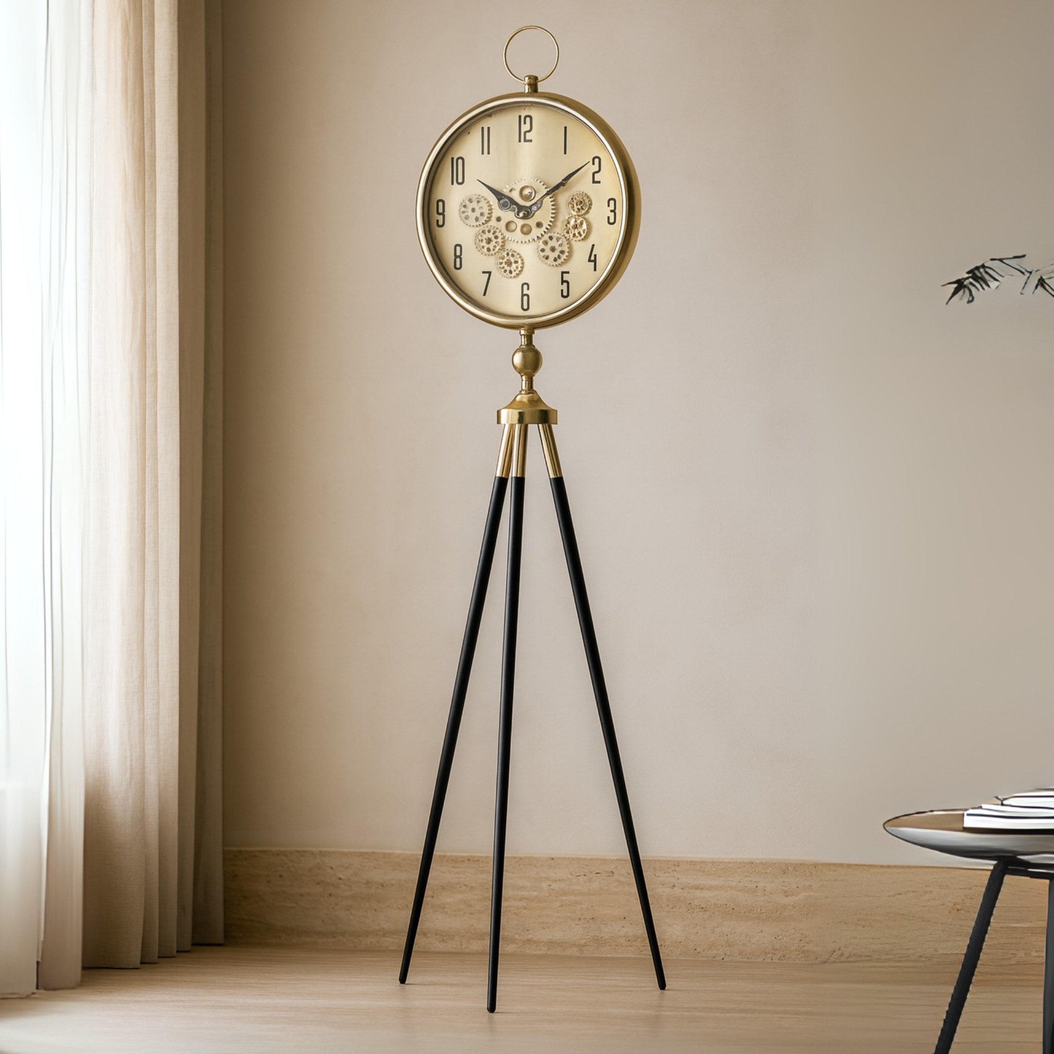 Horloge décorative sur pied dorée | Style vintage Tunisie | Fiolla Home