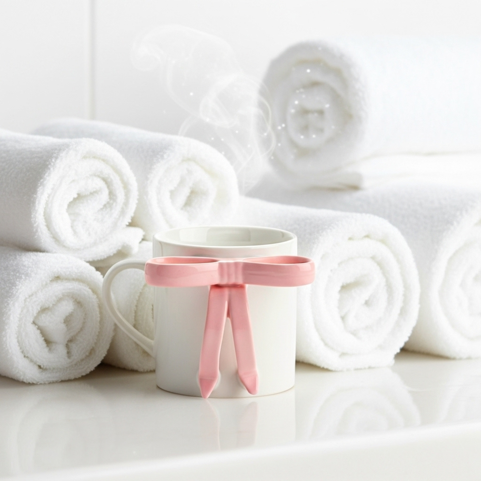 Mug nœud rose en céramique – Chic & cadeau | Tunisie