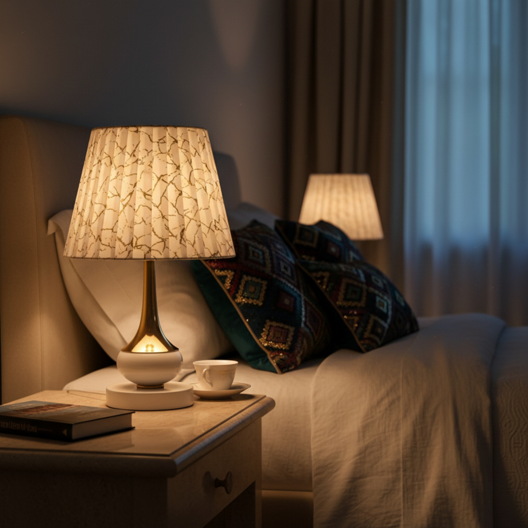 Lampe de Chevet Dorée Effet Marbre | Fiolla Home Tunisie