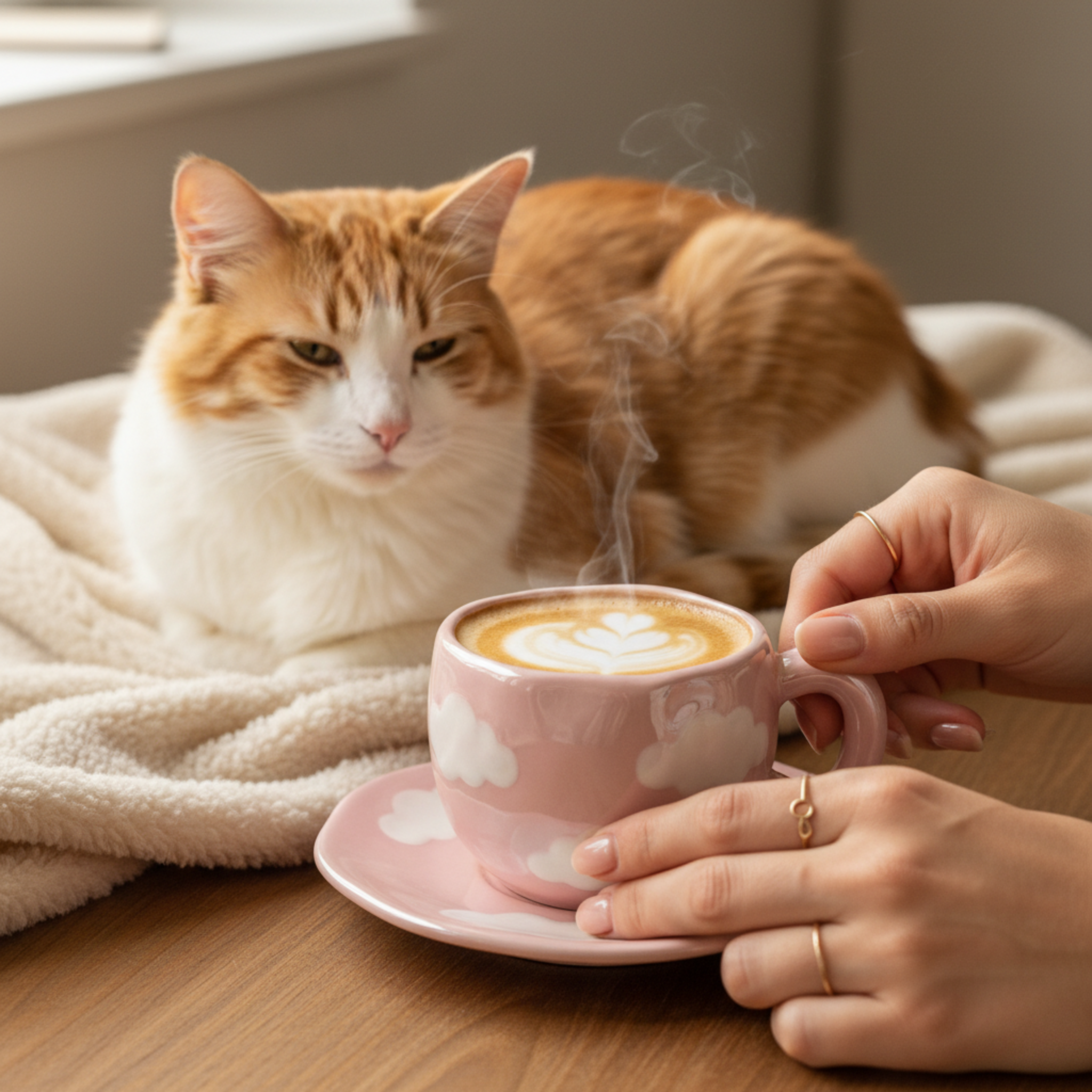 Tasse Nuage Rose en Céramique – Mug Design & Tendance (Soucoupe Incluse)