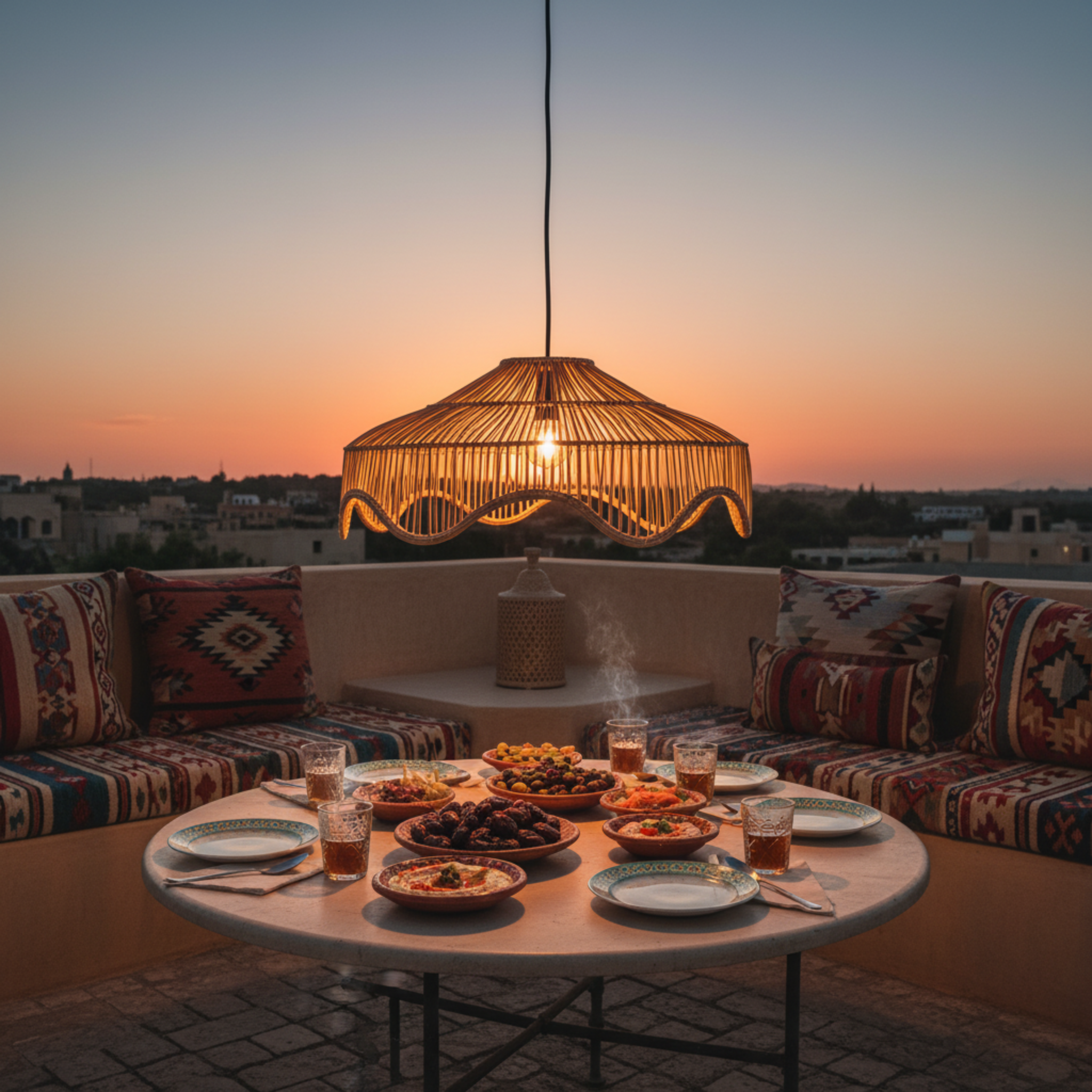 Lustre en Fibres de Palmier – Suspension Handmade Tunisie