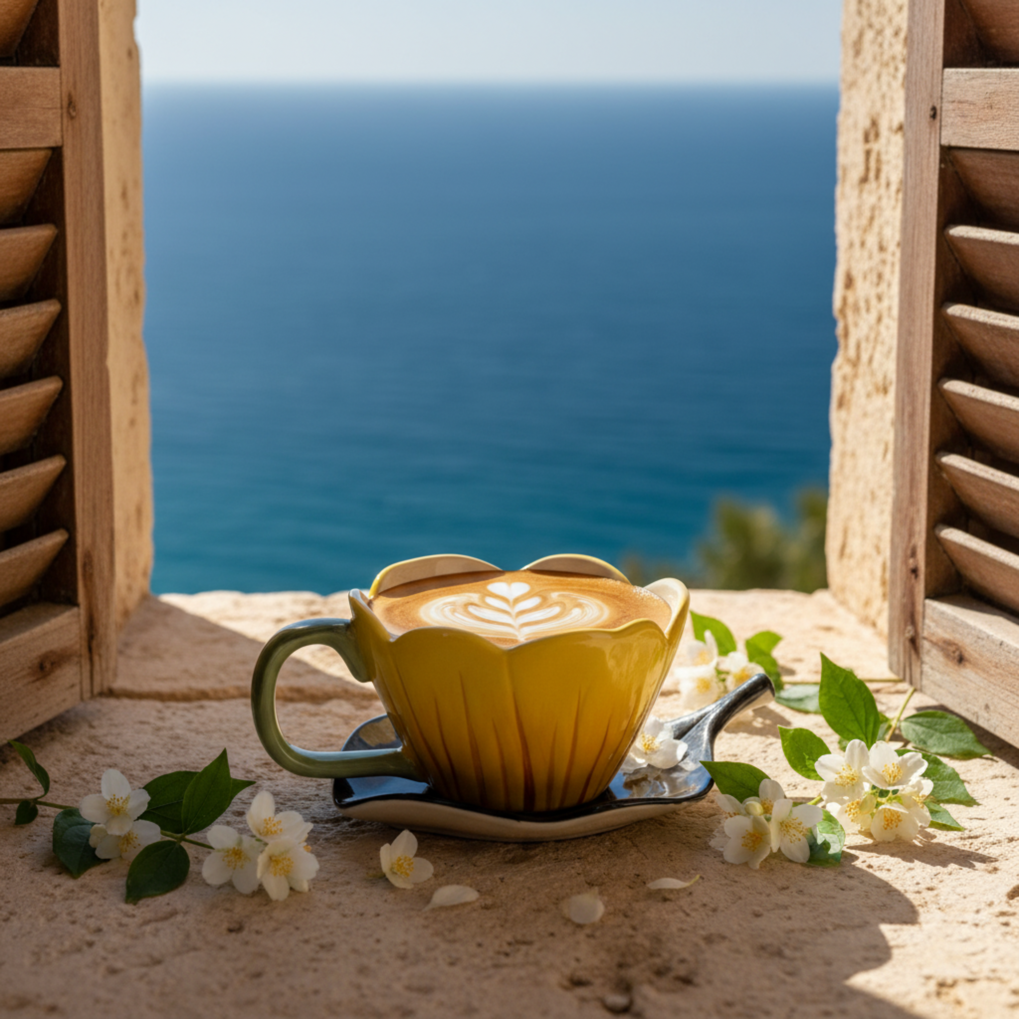 Mug Fleur en Céramique avec Sous-Tasse – Style Bohème Tunisie