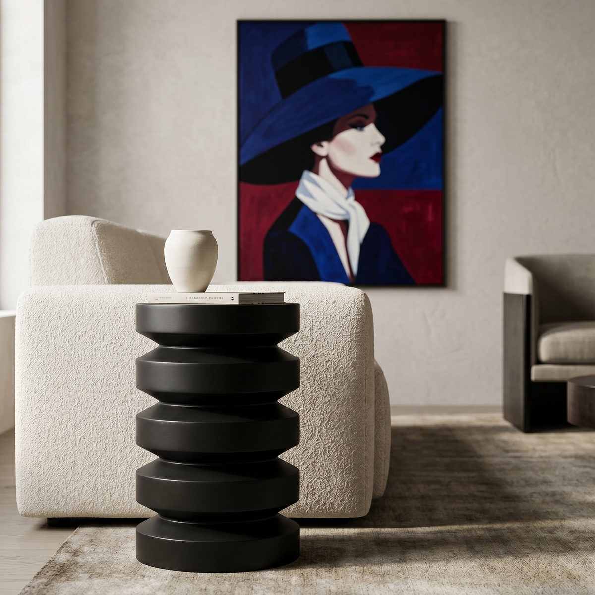 Table d'Appoint Tunisie | Bout de Canapé Noir Design Sculptural | Fiolla Home
