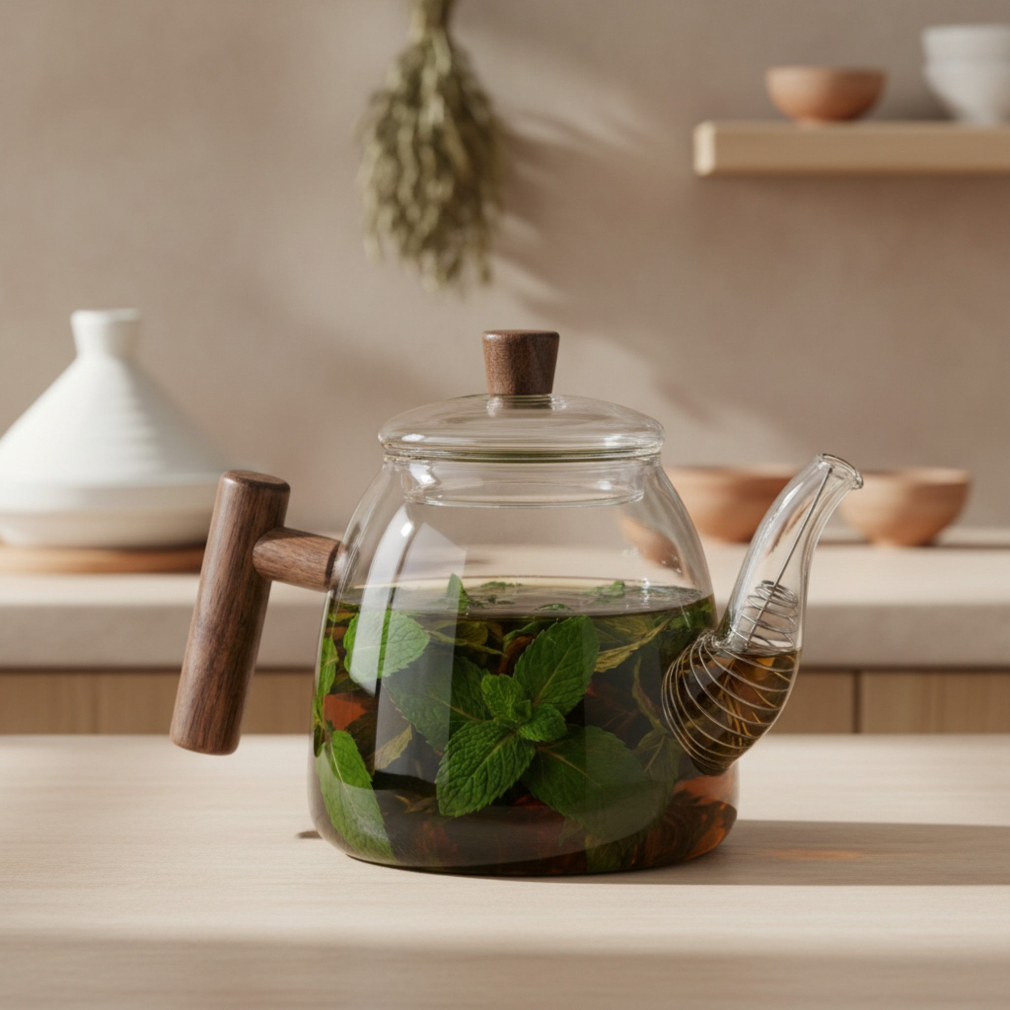 Théière Design en Verre & Bois – Élégance pour vos Infusions