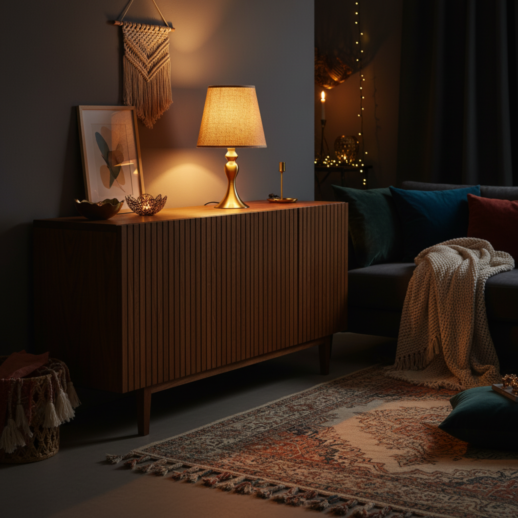 Lampe de Table Dorée avec Abat-Jour Tissu – Style Naturel Chic