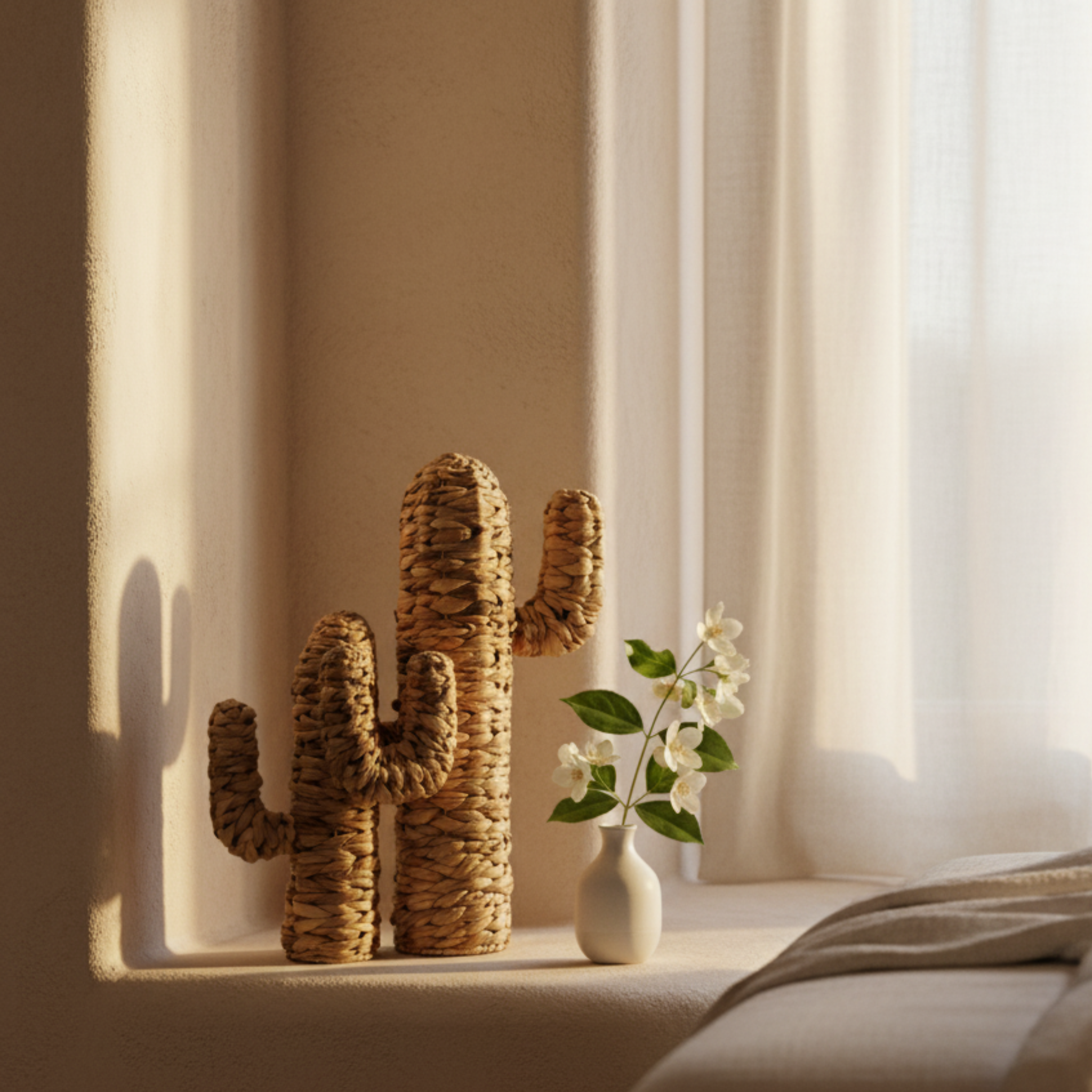 Duo Cactus déco naturel | En fibres tressées | Fiolla Home