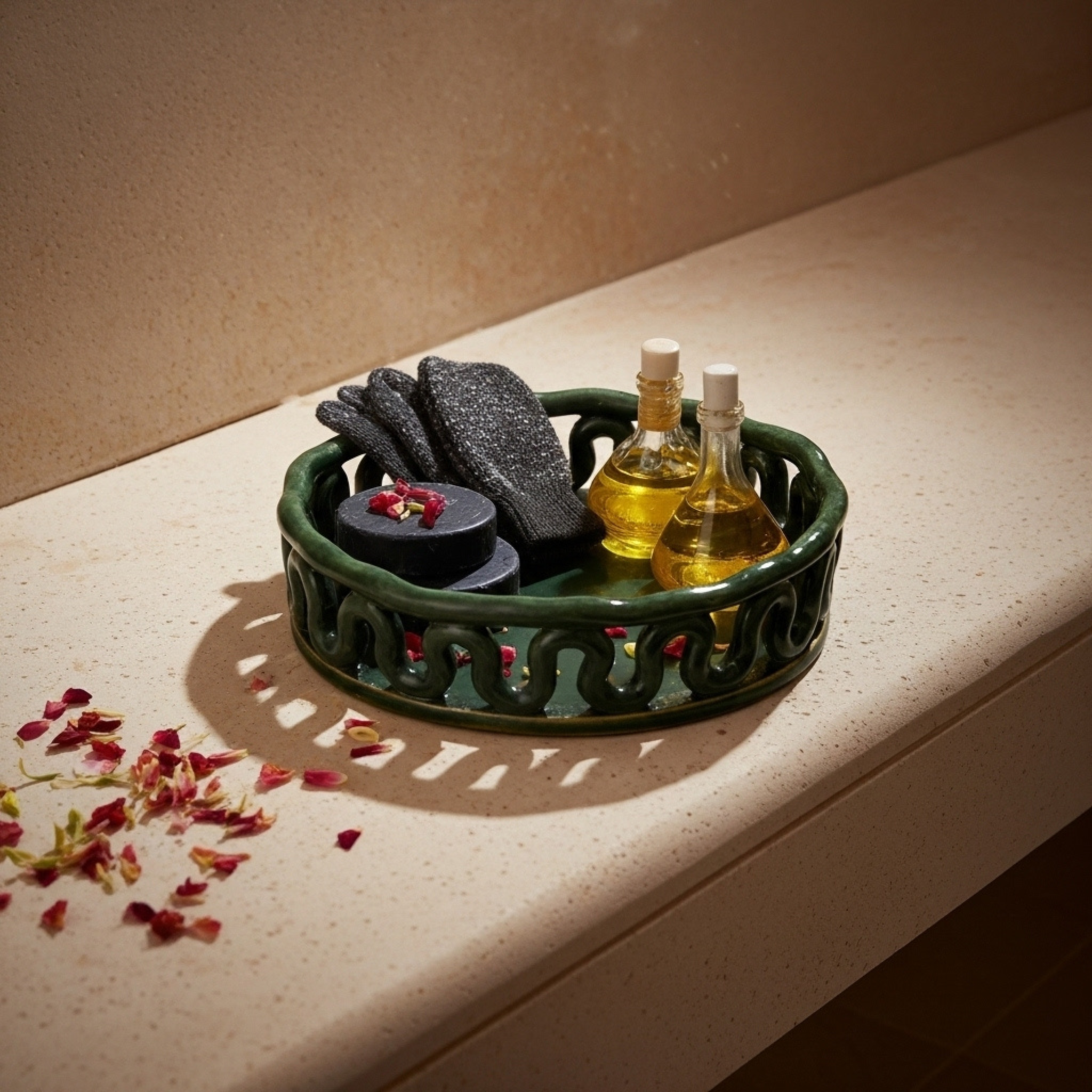 Plateau en céramique Handmade – Rond ajouré, multi-usage