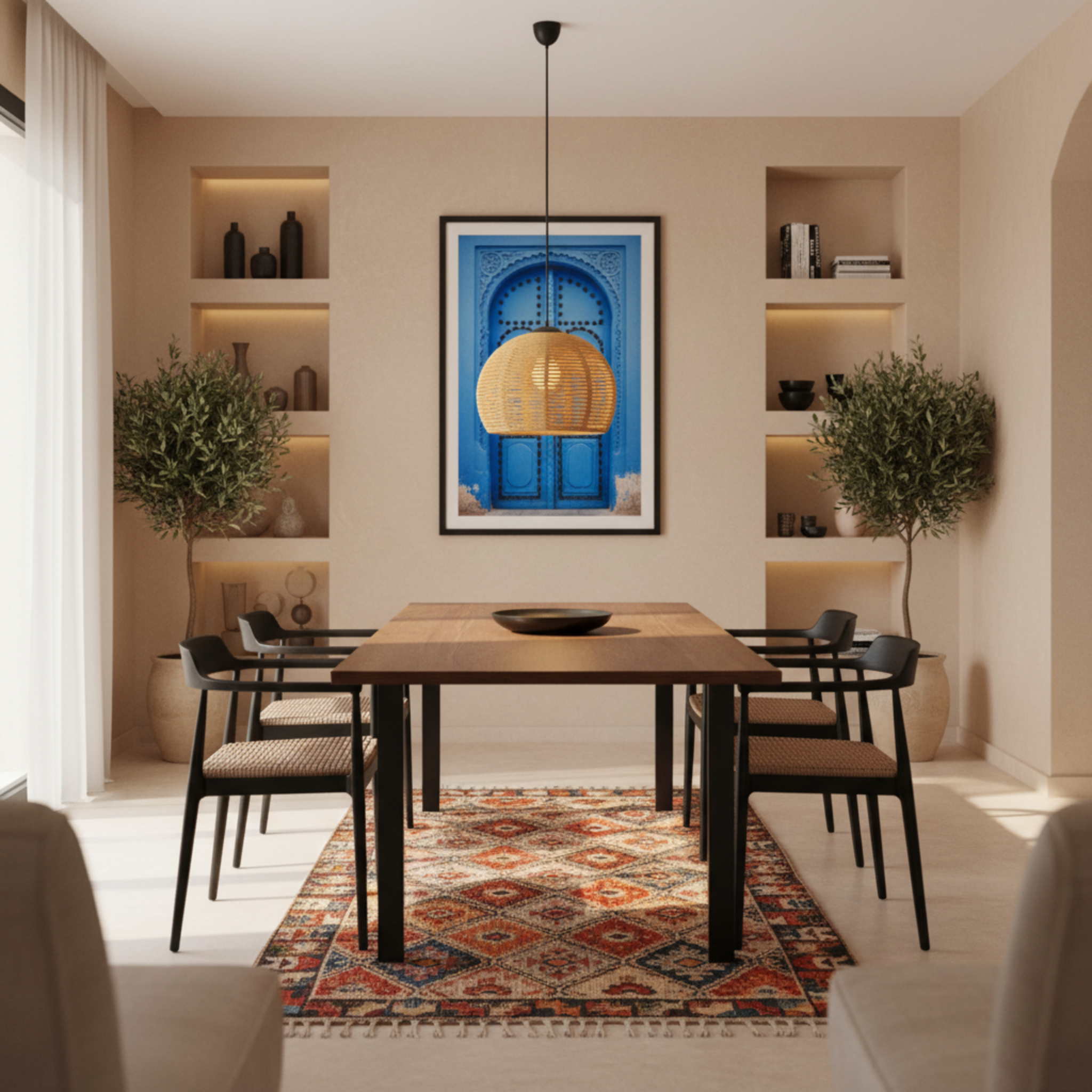 Suspension "Zina" en Jute Tressé – Lustre Style Boho Naturel