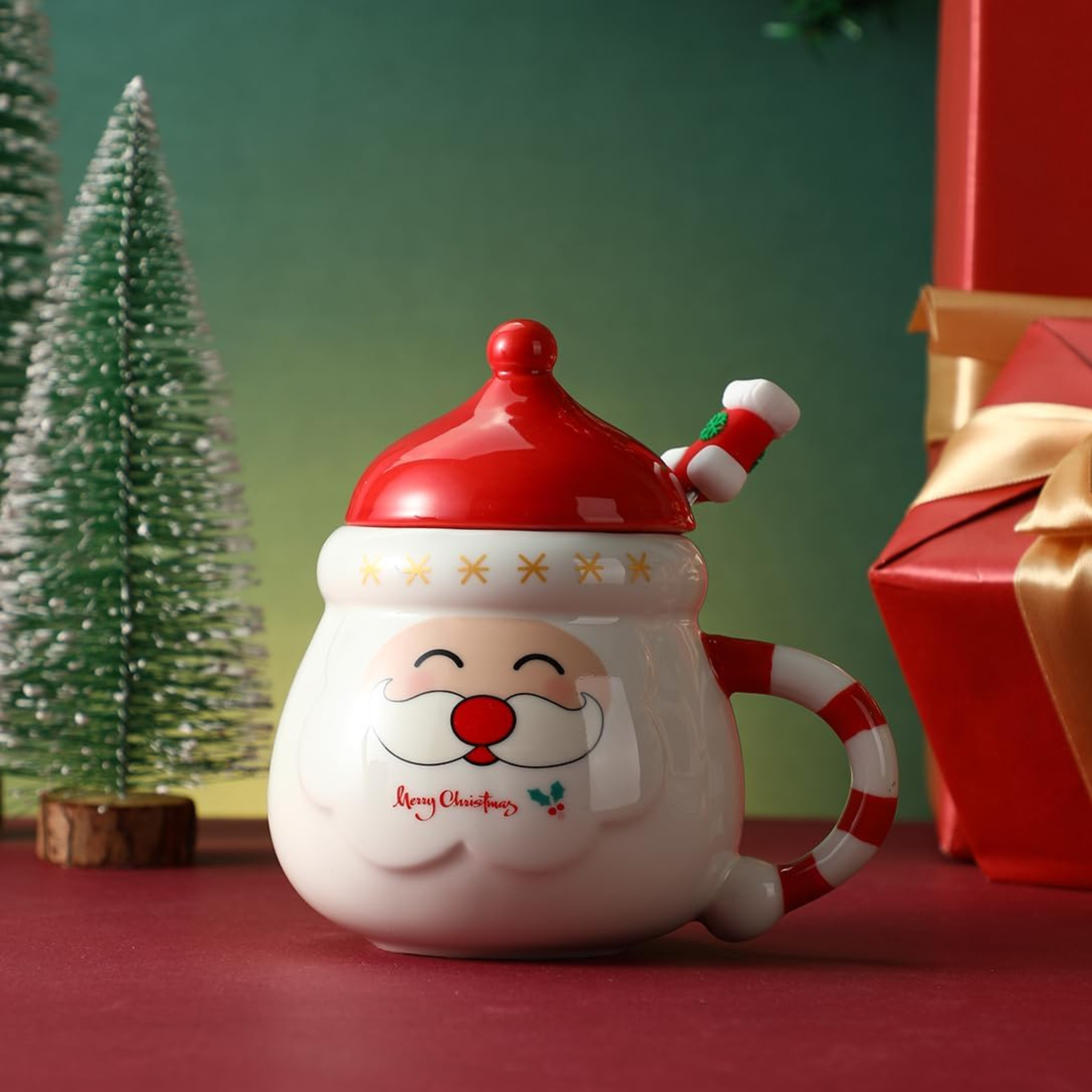 Mug Père Noël avec Couvercle | Cadeau de Noël Mignon | Fiolla Home