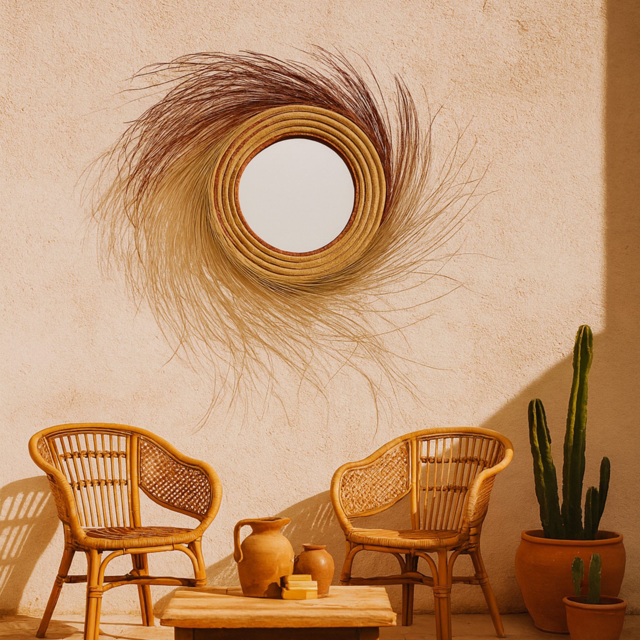 Miroir Mural en Halfa Tressée | Design Naturel | Fiolla Home