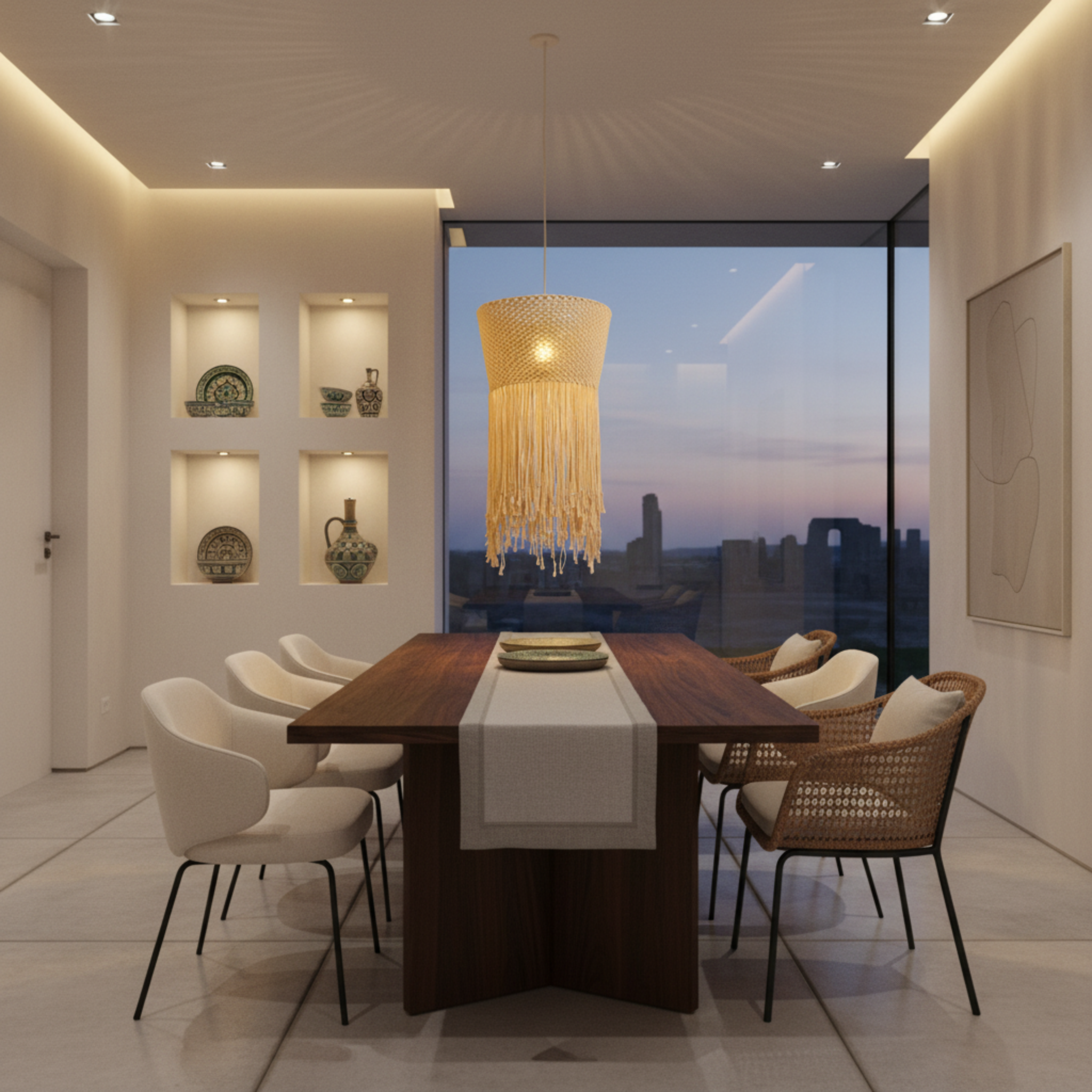 Suspension Macramé Coton Franges | Design Bohème Chic | Tunisie