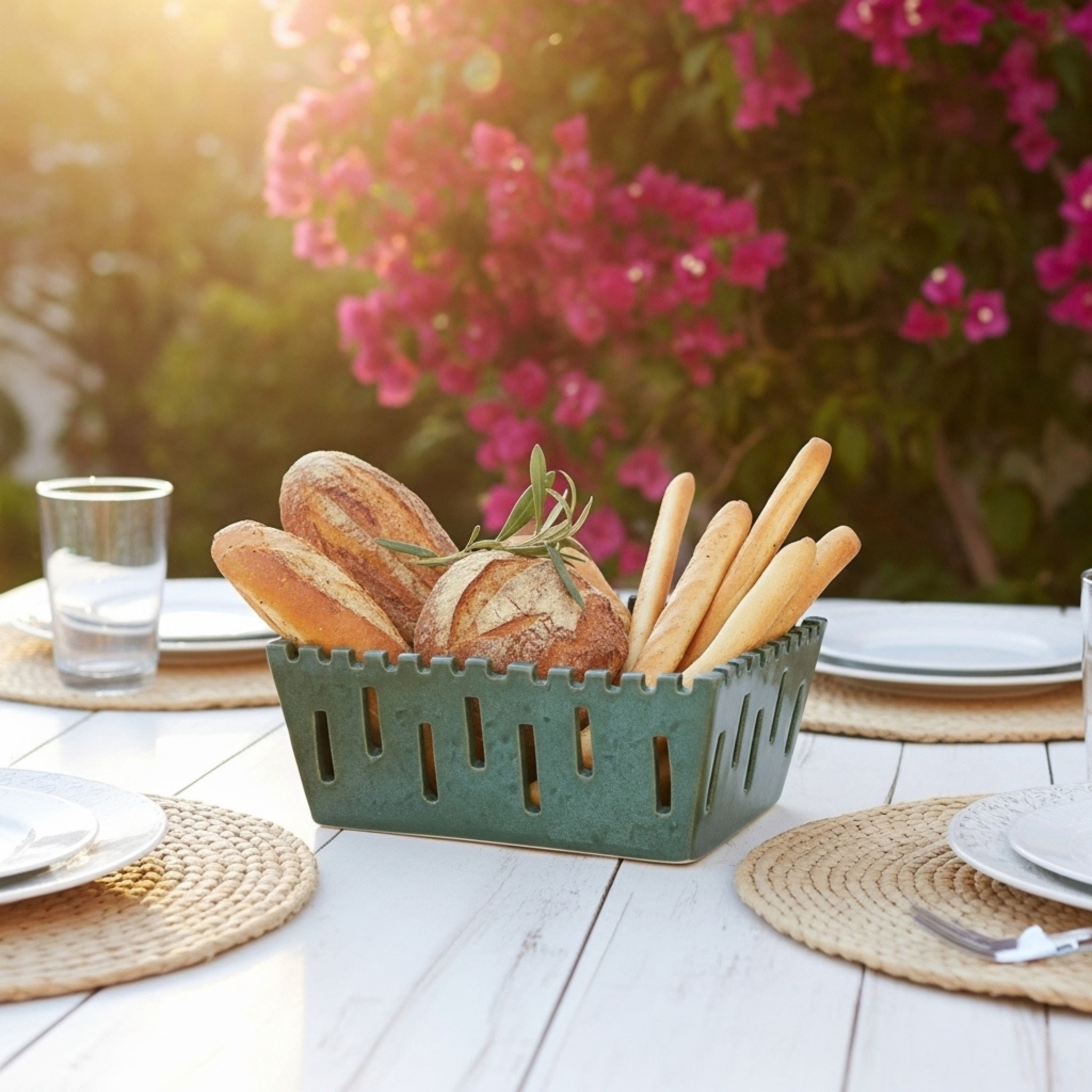 Panier à Pain & Fruits en Céramique Handmade – Style Tunisien Premium
