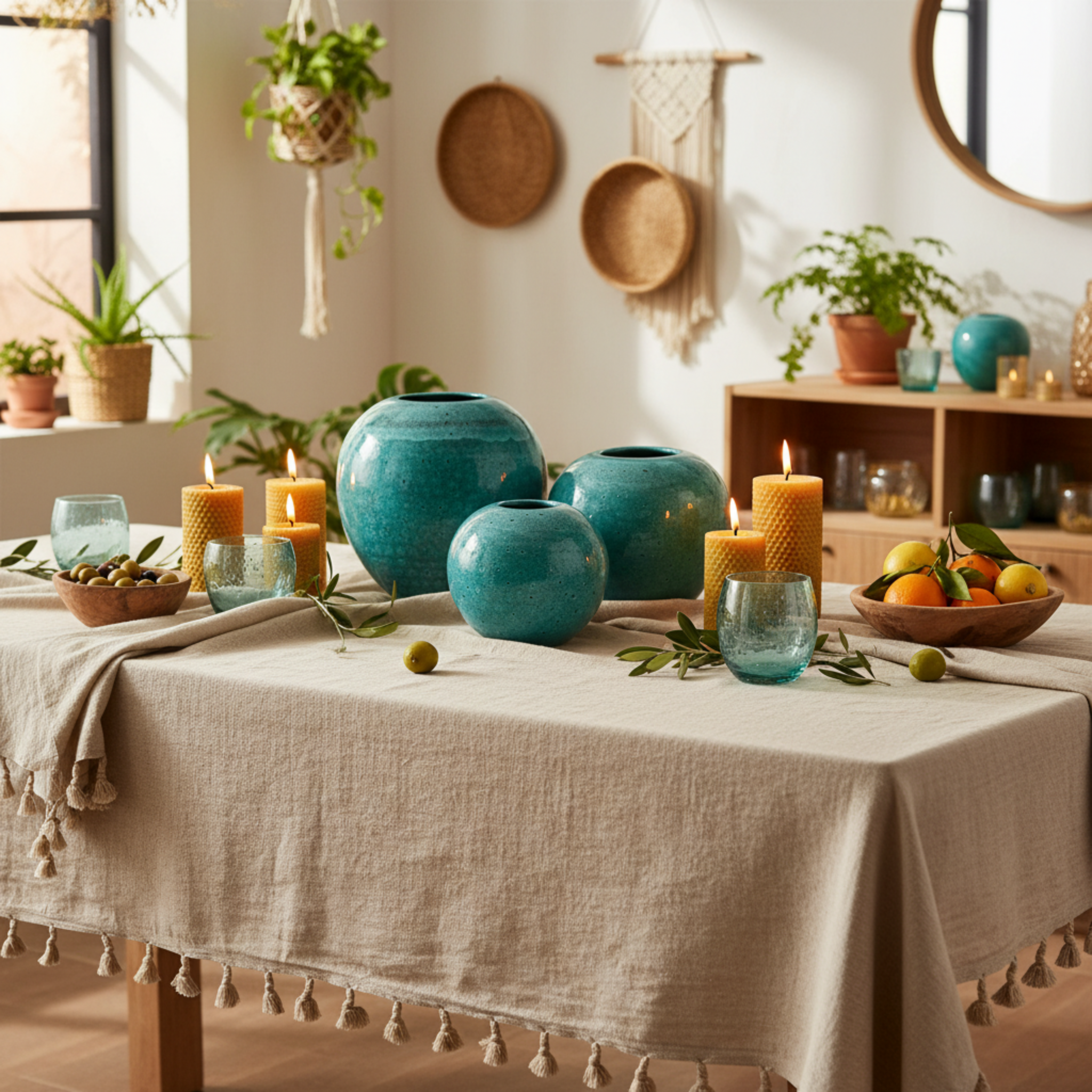 Vases en céramique émaillée – Vert méditerranéen (lot de 3)