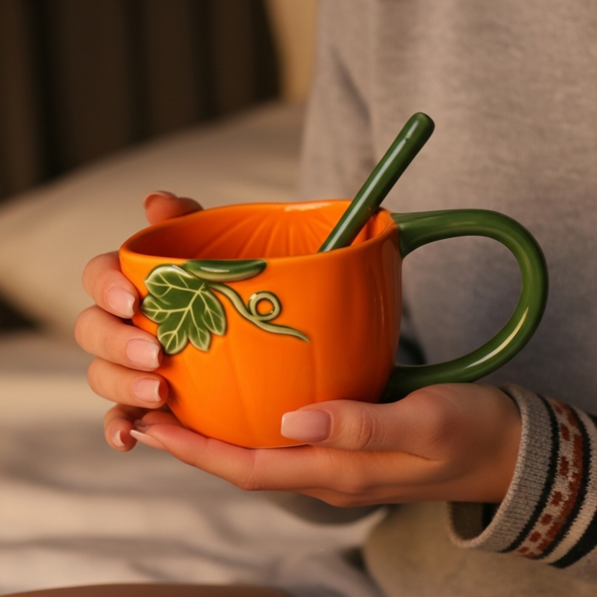 Mug Citrouille avec Cuillère – Charme d’Automne en Céramique