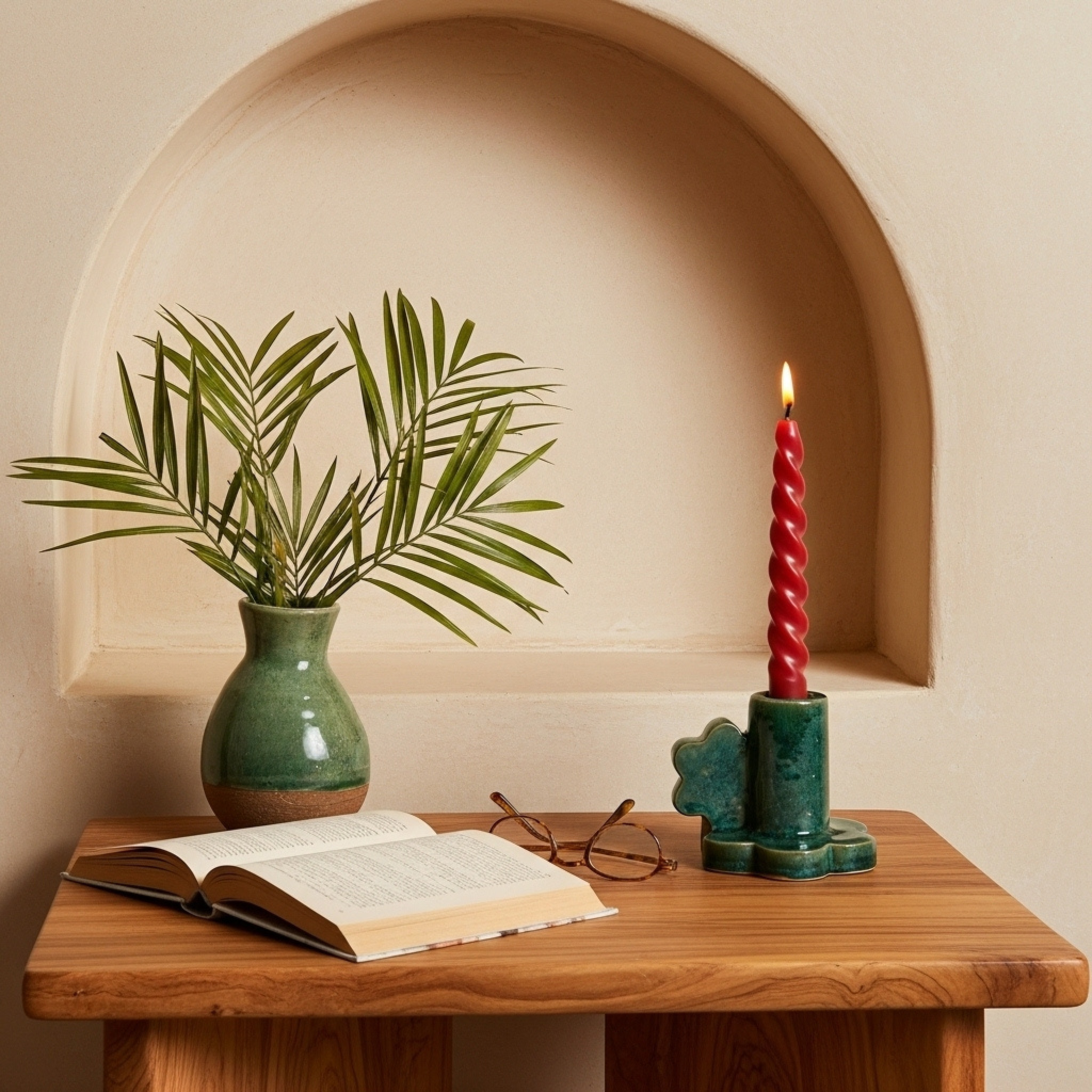 Bougeoir Cactus en Céramique – Déco Tunisienne