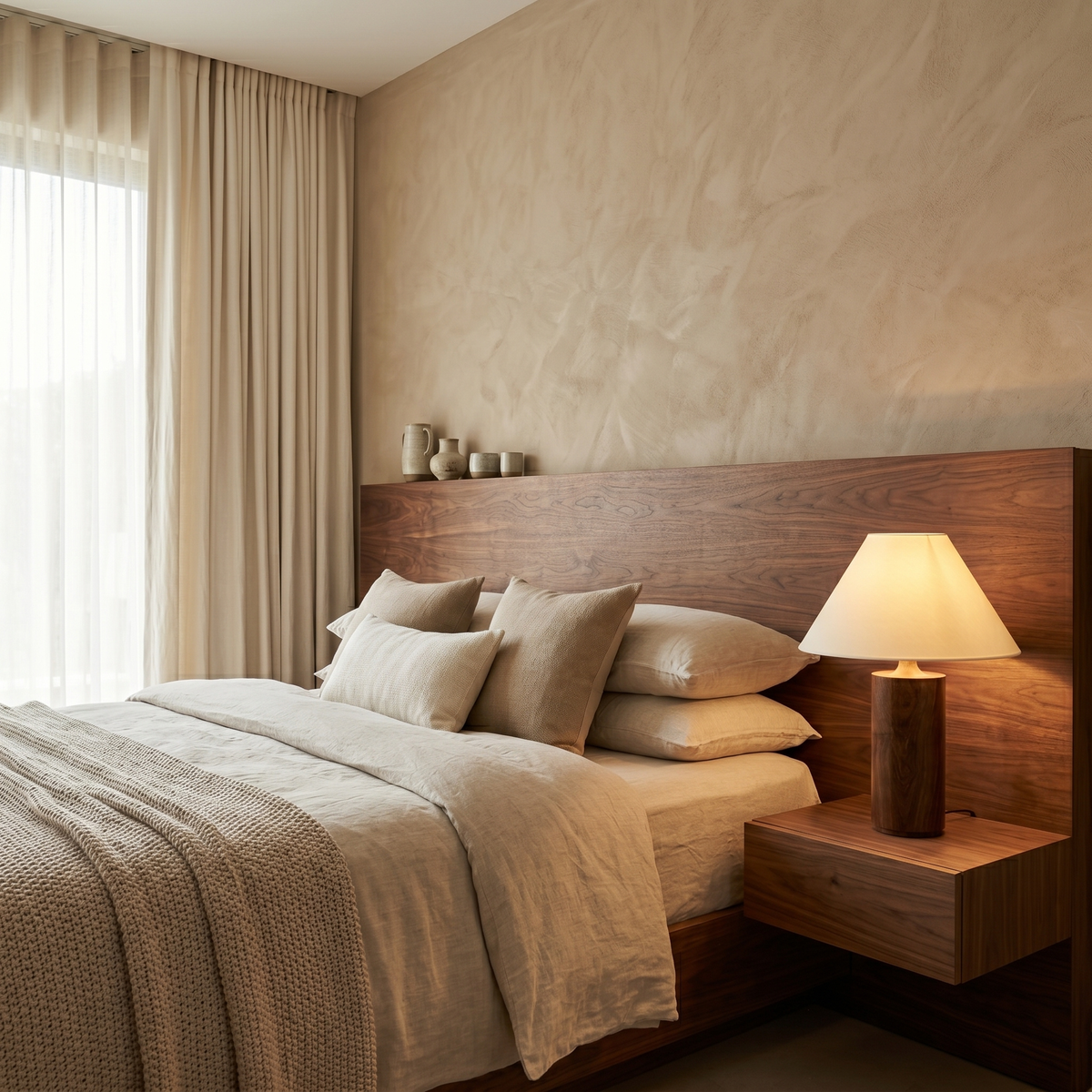 Lampe de Chevet Bois Hêtre & Lin | Fiolla Home Tunisie