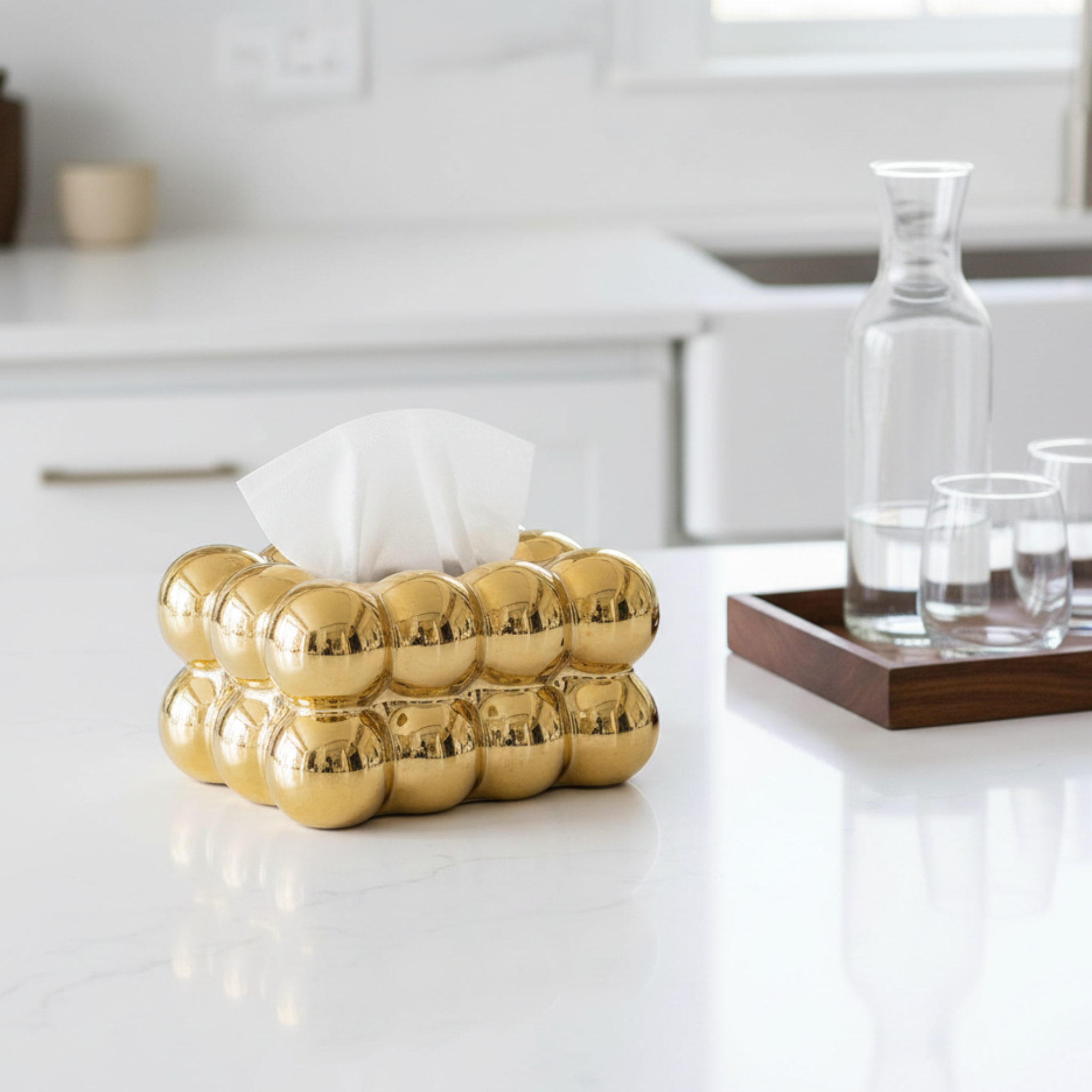Porte-Papiers Bulle en Céramique | Dorée Luxueux Doré | Fiolla Home