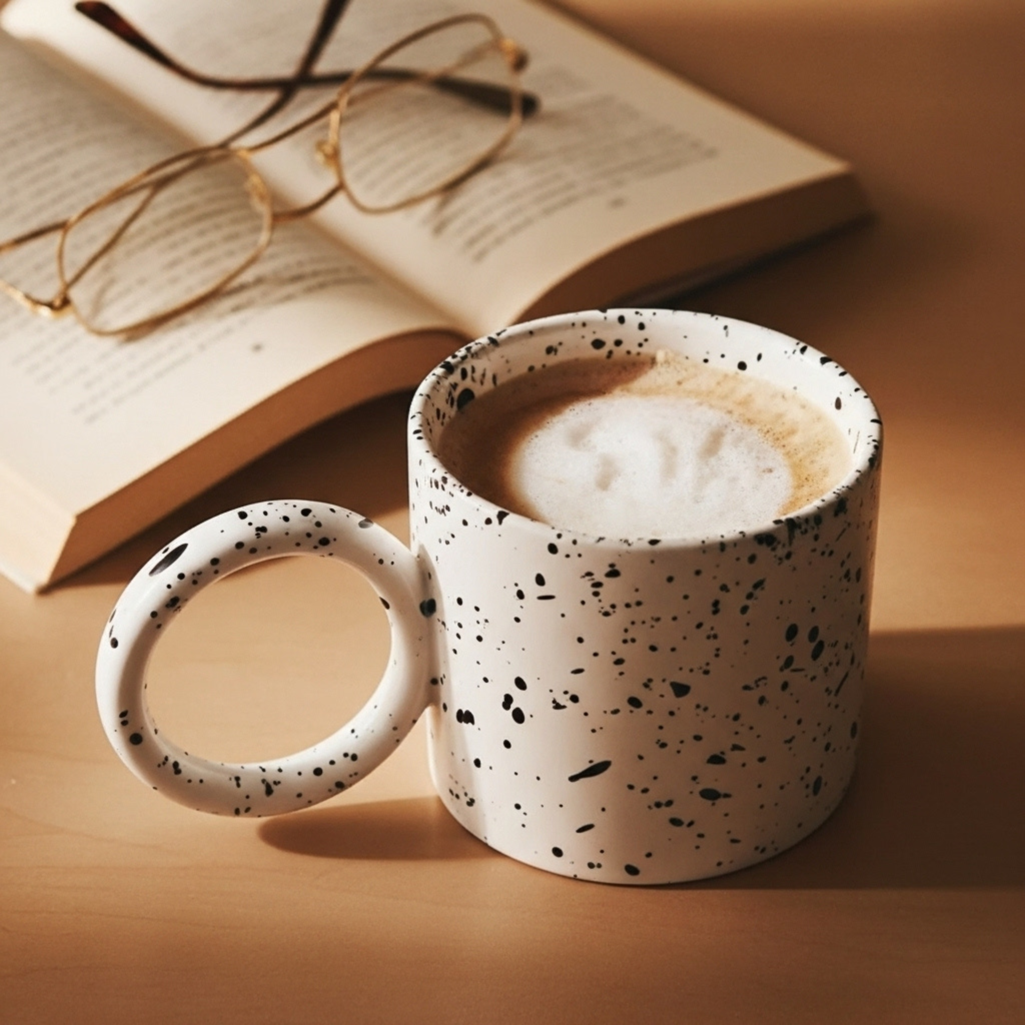 Mug Céramique Moucheté – Anse Anneau Minimal Chic
