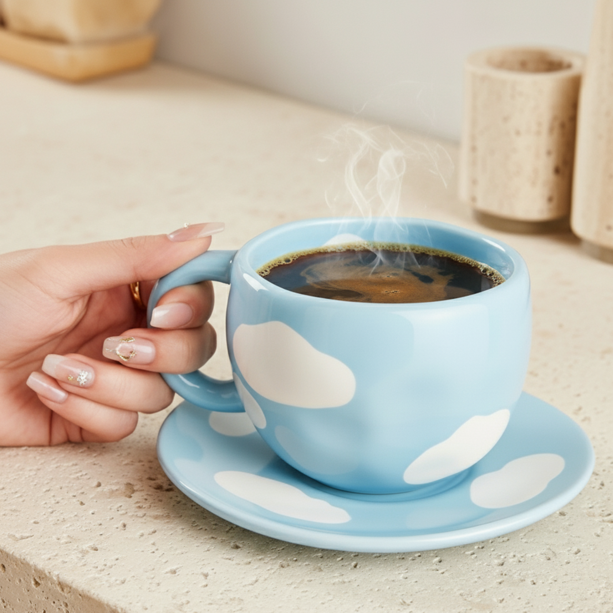 Tasse Ciel et Nuages – Céramique Bleue Apaisante Fiolla Home