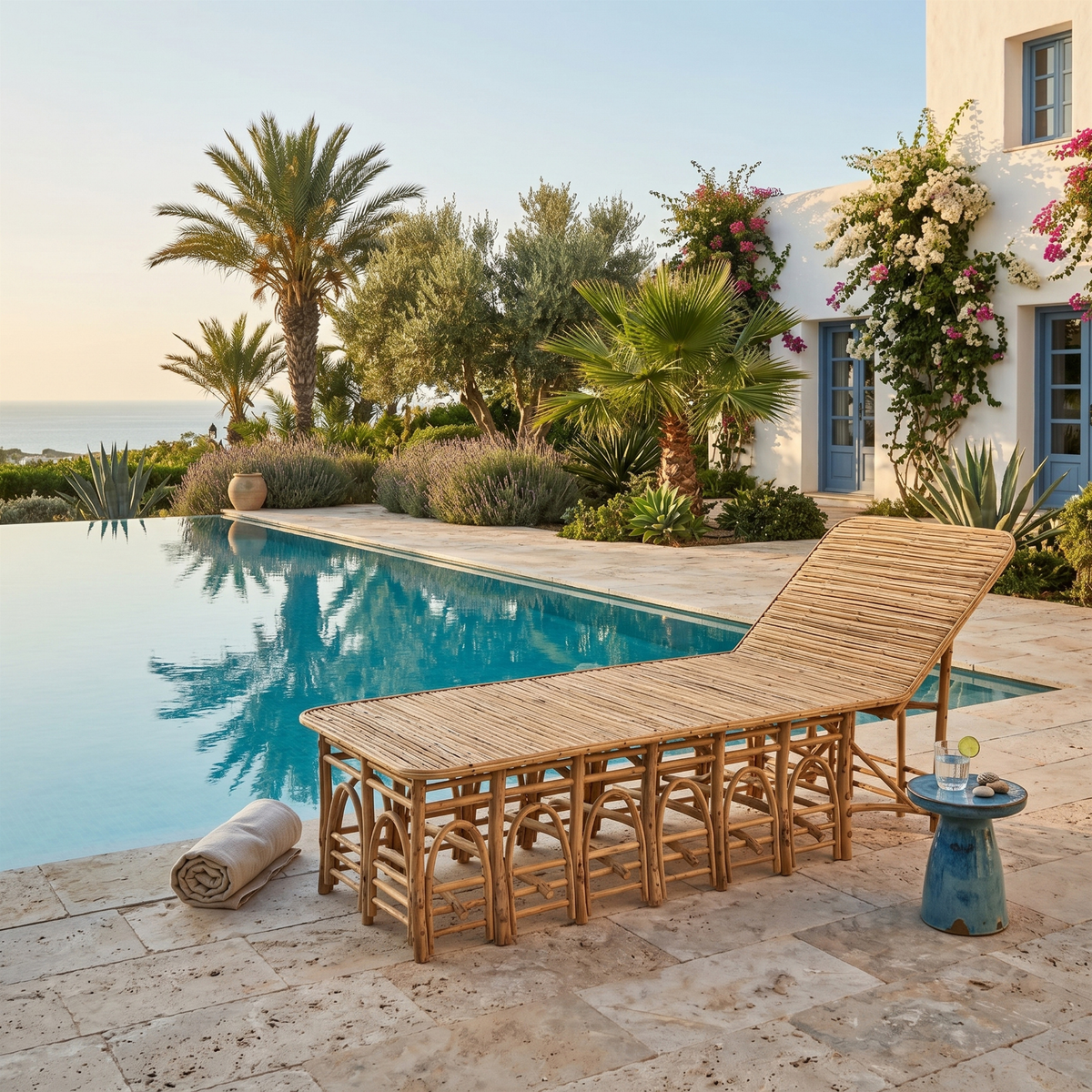 Chaise Longue Bois Palmier Dattier Luna Tunisie | Fiolla Home