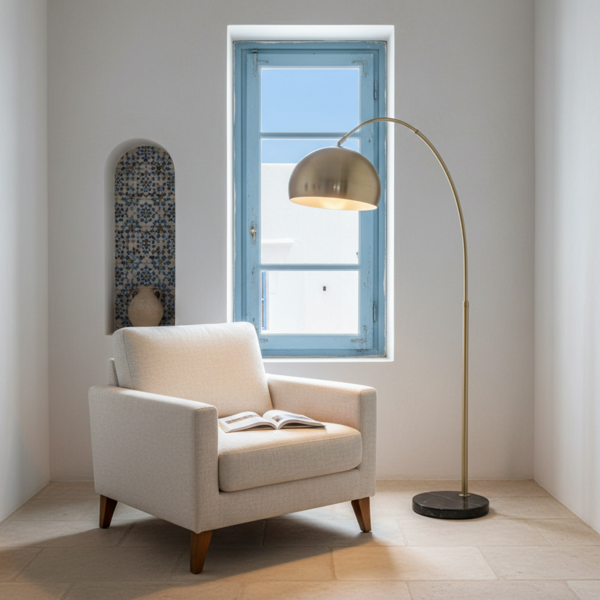 Lampadaire Arc Bronze Premium – Design Luxe & Élégance Tunisie