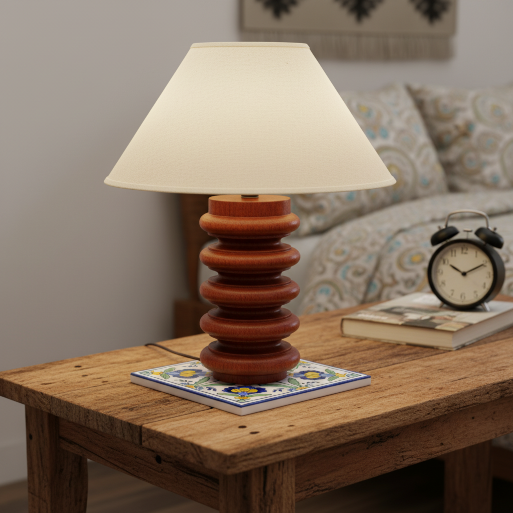 Luminaire Bohème "El Bey" | Lampe en Bois Artisanal | Tunisie
