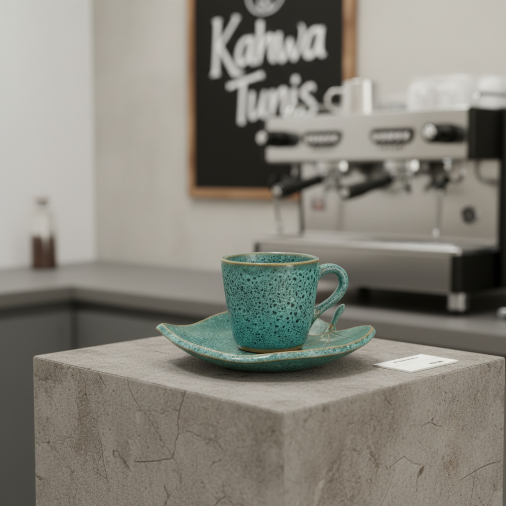 Tasse Espresso en Céramique avec Soucoupe – Vert Émeraude