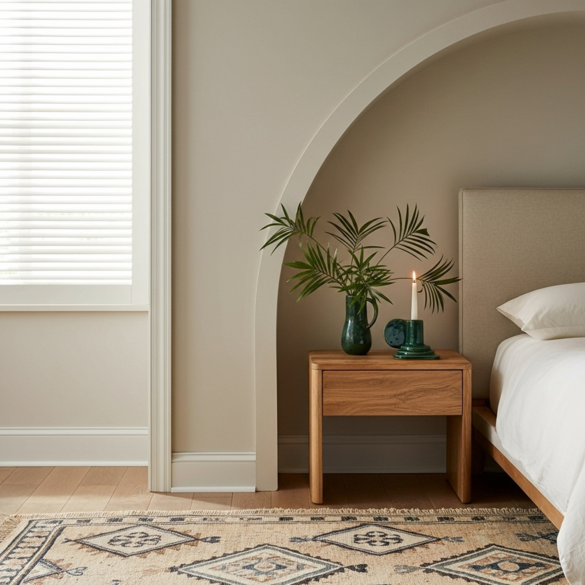 Porte-Bougie à Anse en Céramique – Vert Émaillé