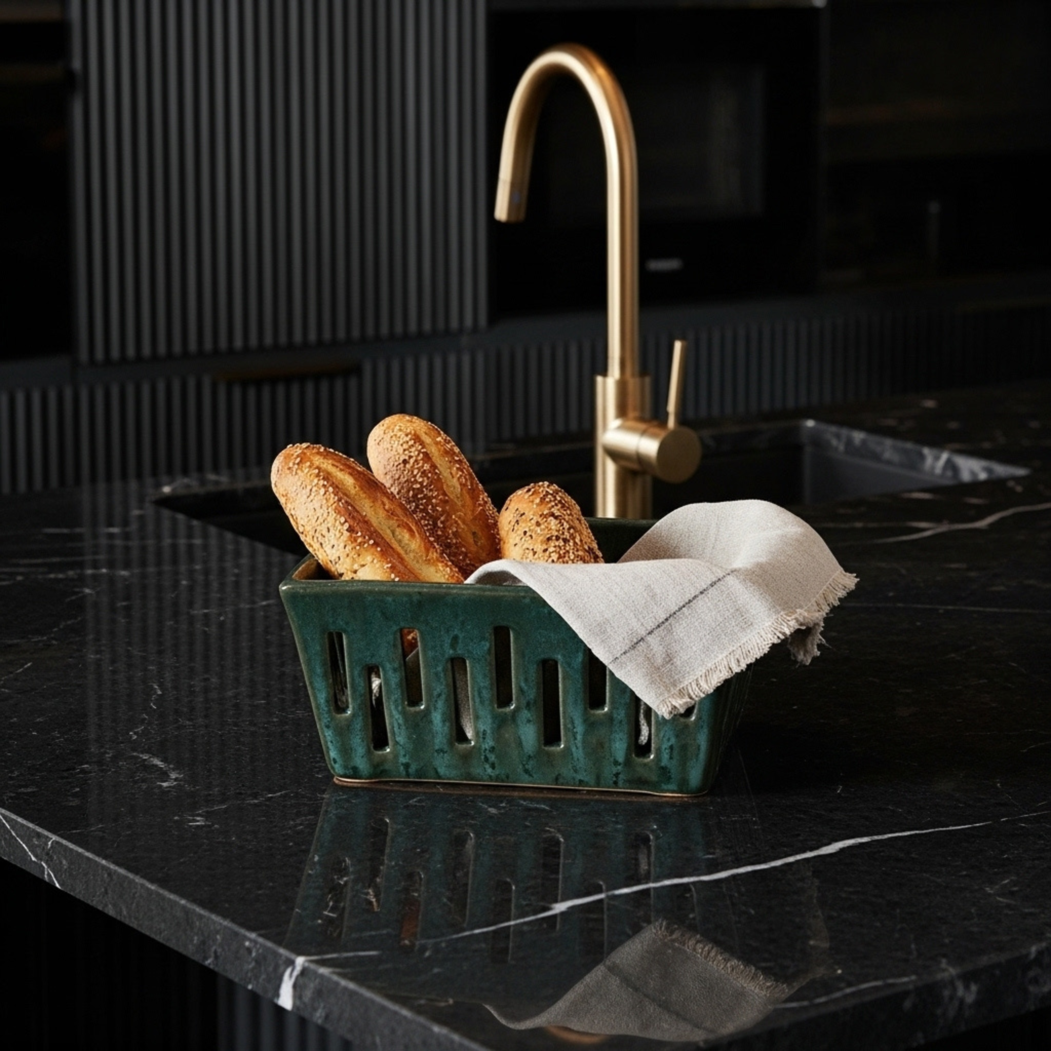 Panier de Cuisine en Céramique Carré – Inspiration Tunisienne Authentique