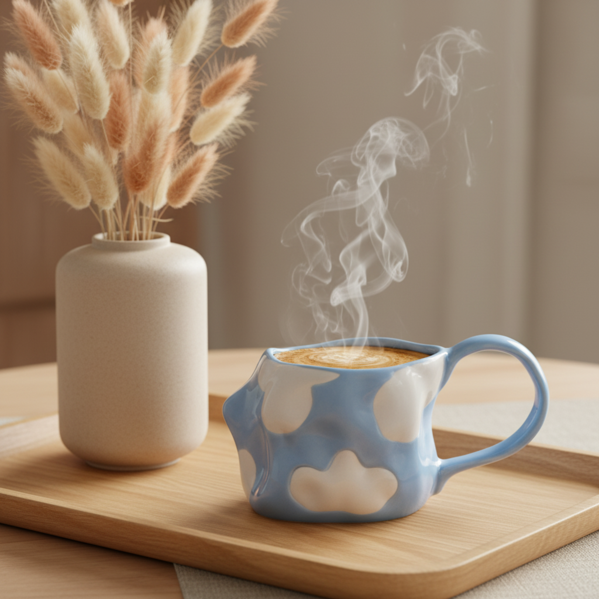 Mug Bleu Nuage en Céramique – Design Irrégulier & Artistique Tunisie