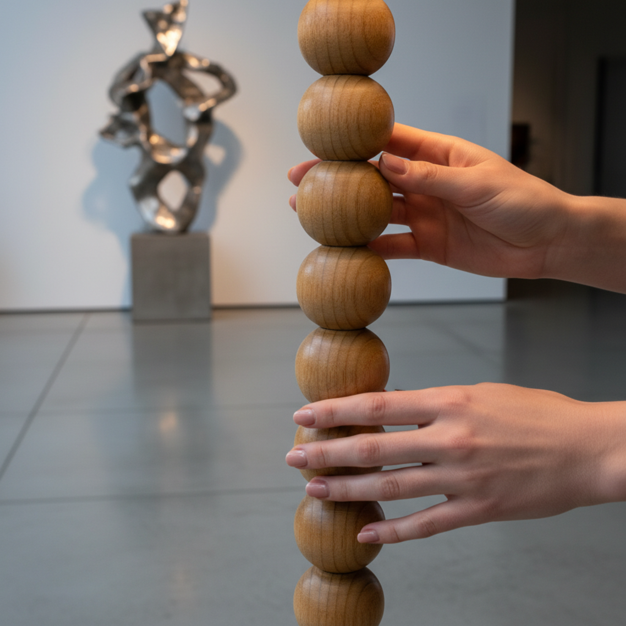 Lampadaire Artisanal en Bois Rouge – Sculpture Fait Main Luxe Tunisie