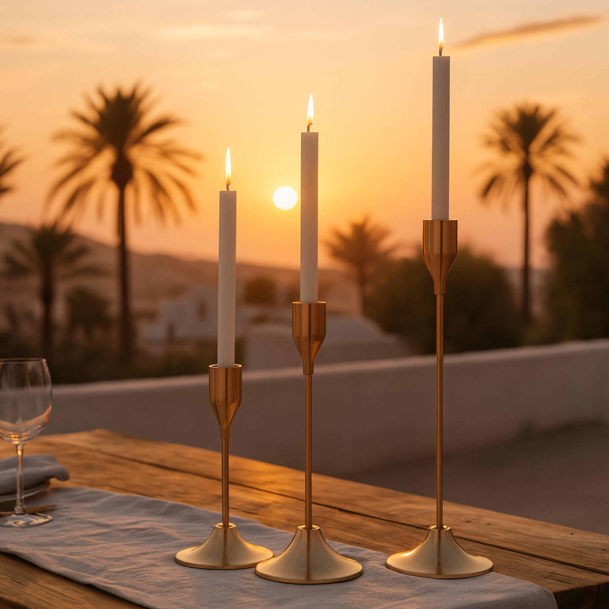 Ensemble de Bougeoirs Modernes Or pour Chandelles (Lot de 3)