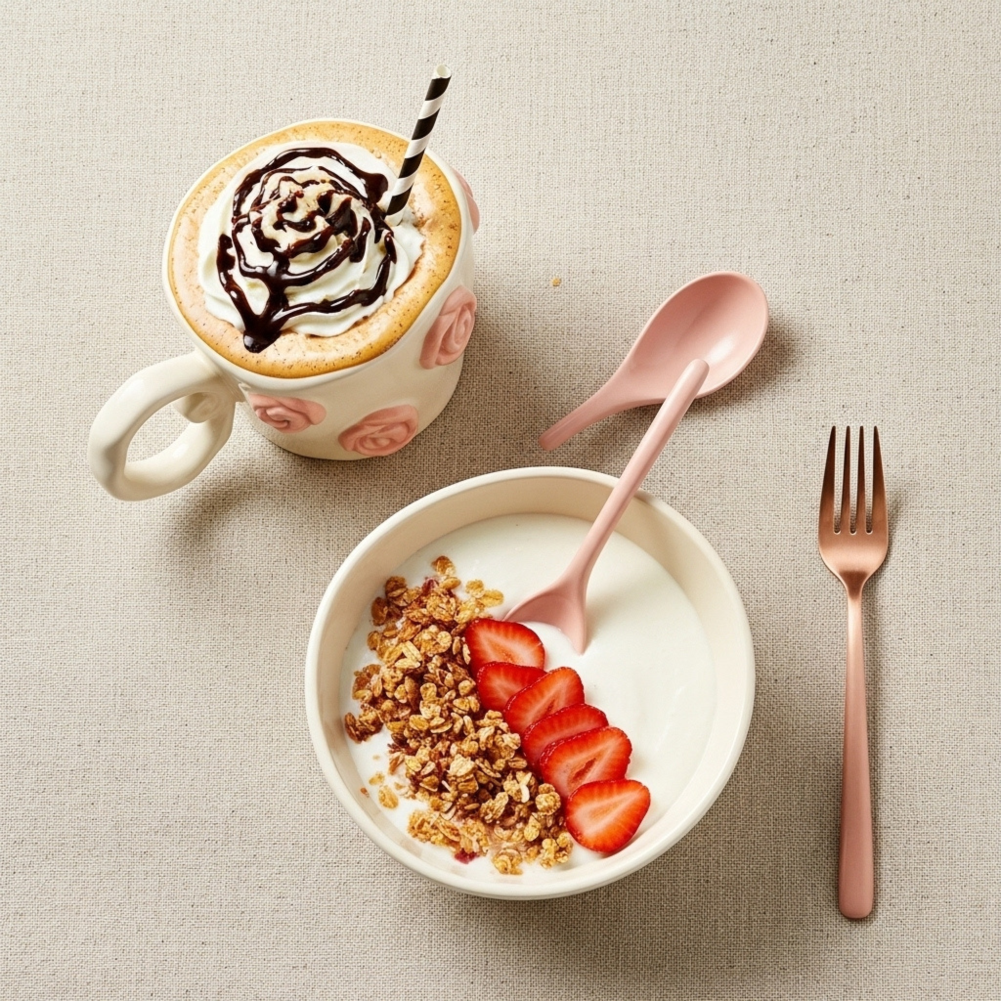 Mug Fleurs Rose en Relief – Style Éditorial | Fiolla Home