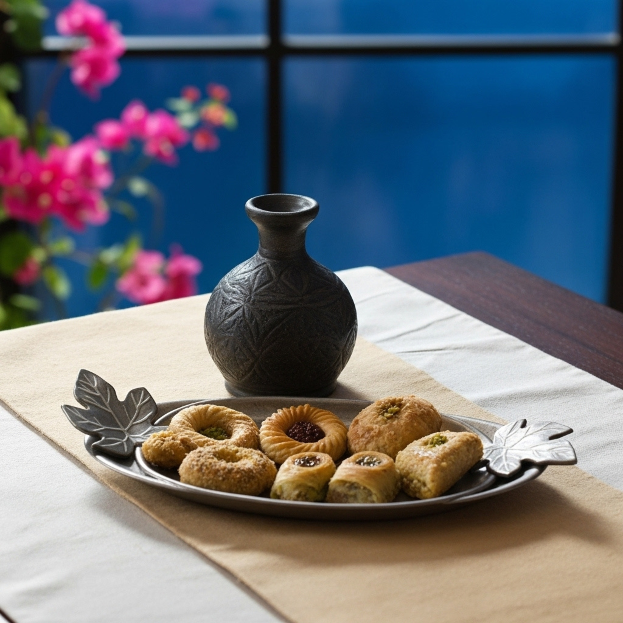 Set de 2 Plateaux Ovales Cuivre Indien Feuilles Figuier | Fiolla Home