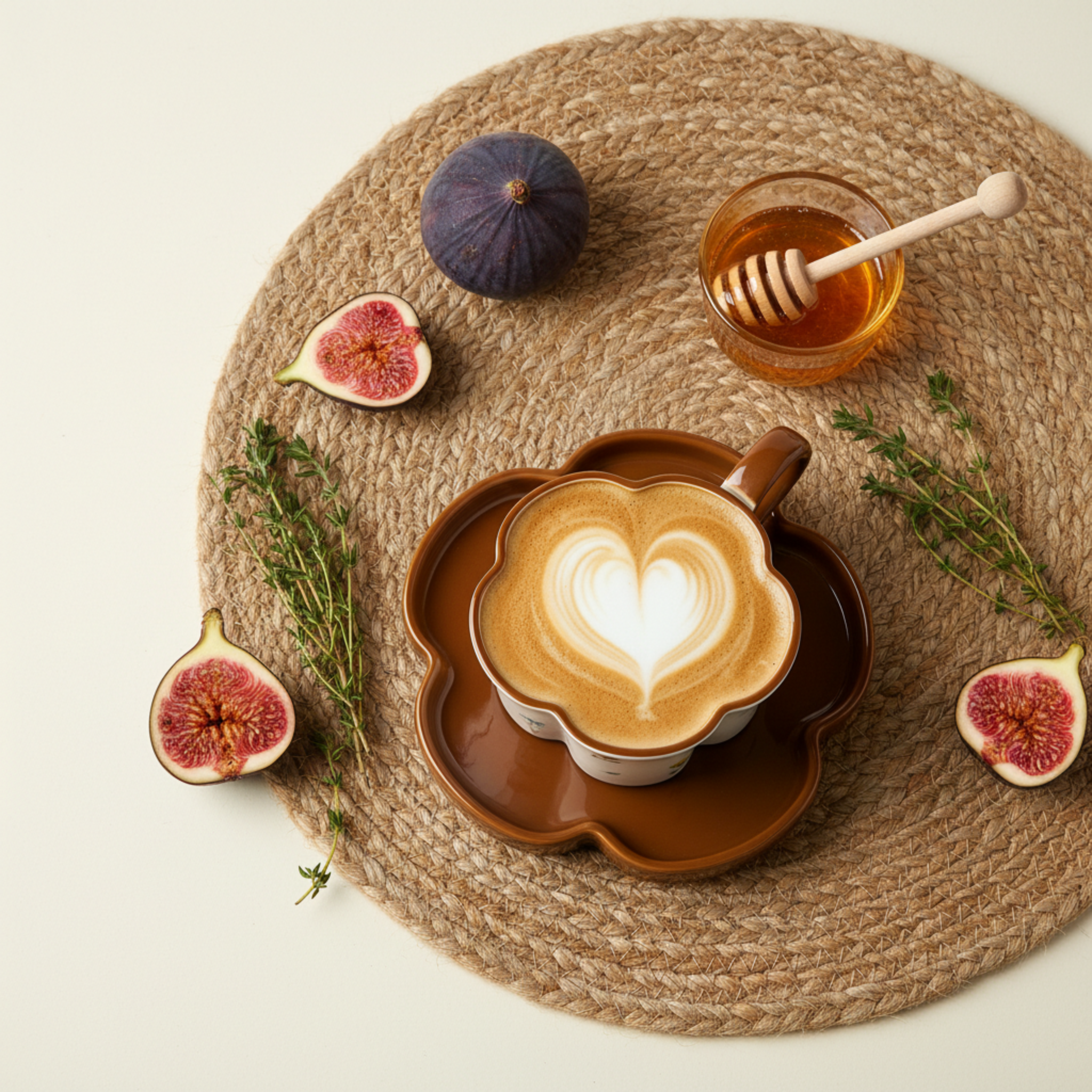 Tasse Fleur & Soucoupe Marron – Mug Cute Idée Cadeau Tunisie