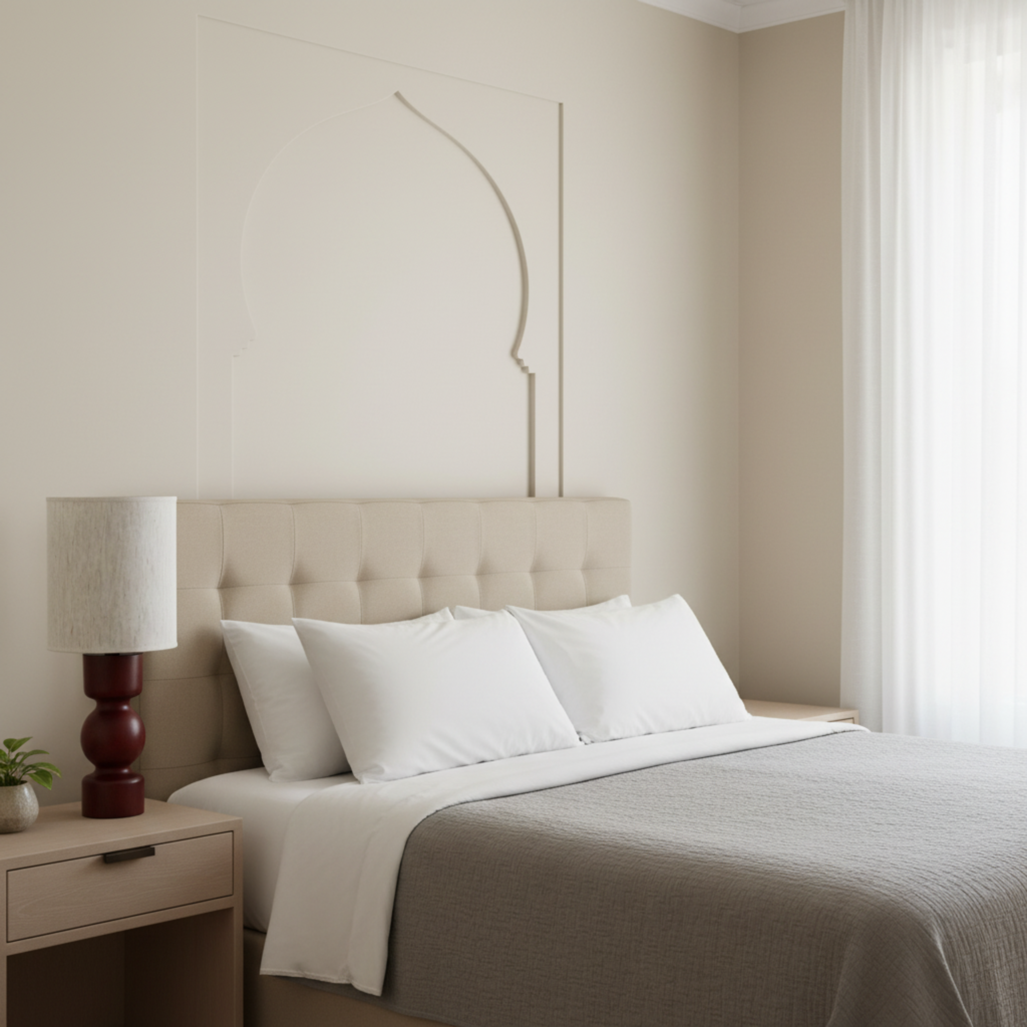 Lampe de chevet Qamra – bois handmade | Tunisie