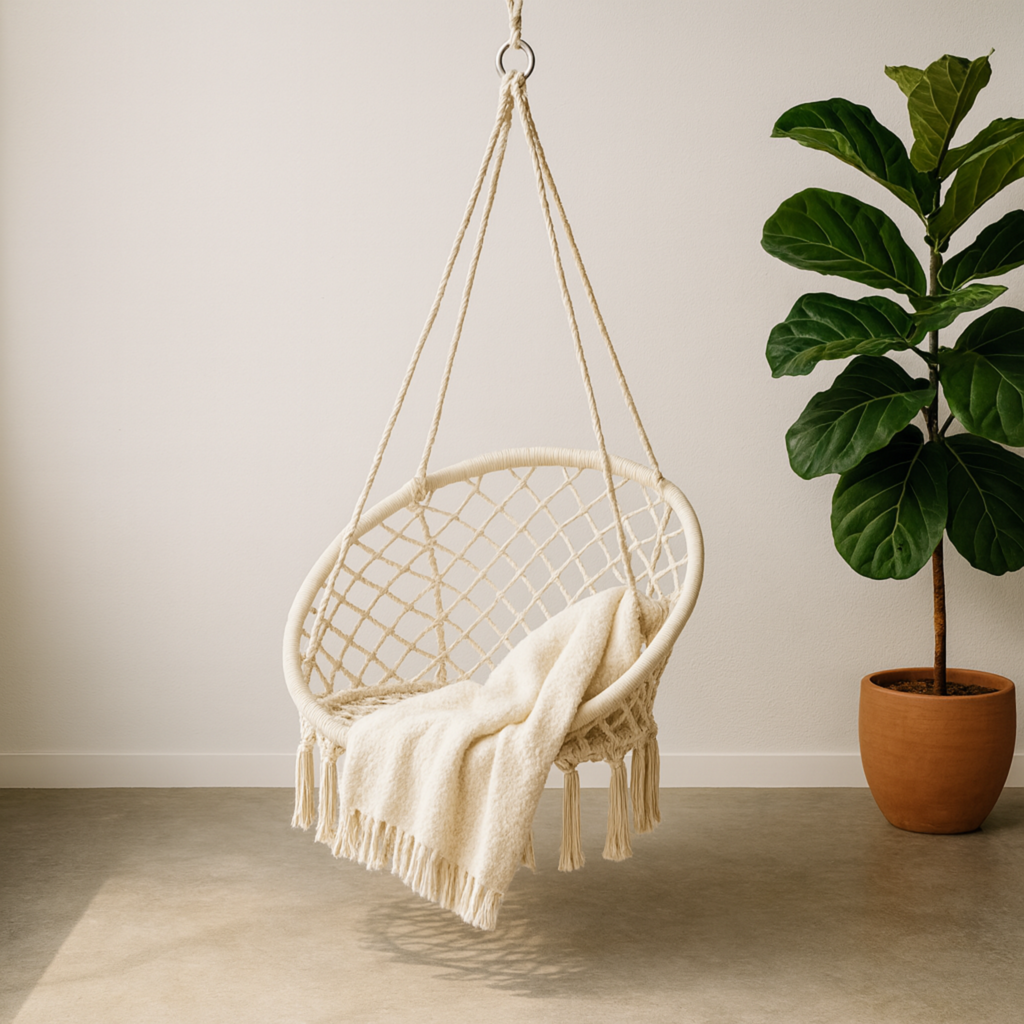 Balançoire Macramé Suspendue | Balcon/Chambre | Fiolla Home Tunisie