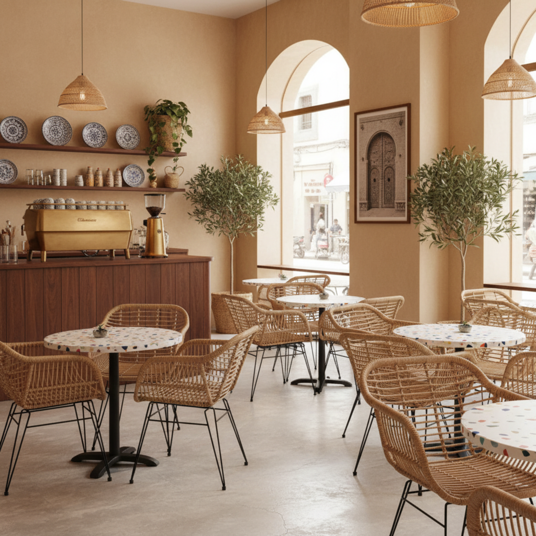 Chaise en Rotin Naturel sur Pieds Métalliques – Élégance Méditerranéenne Tunisie