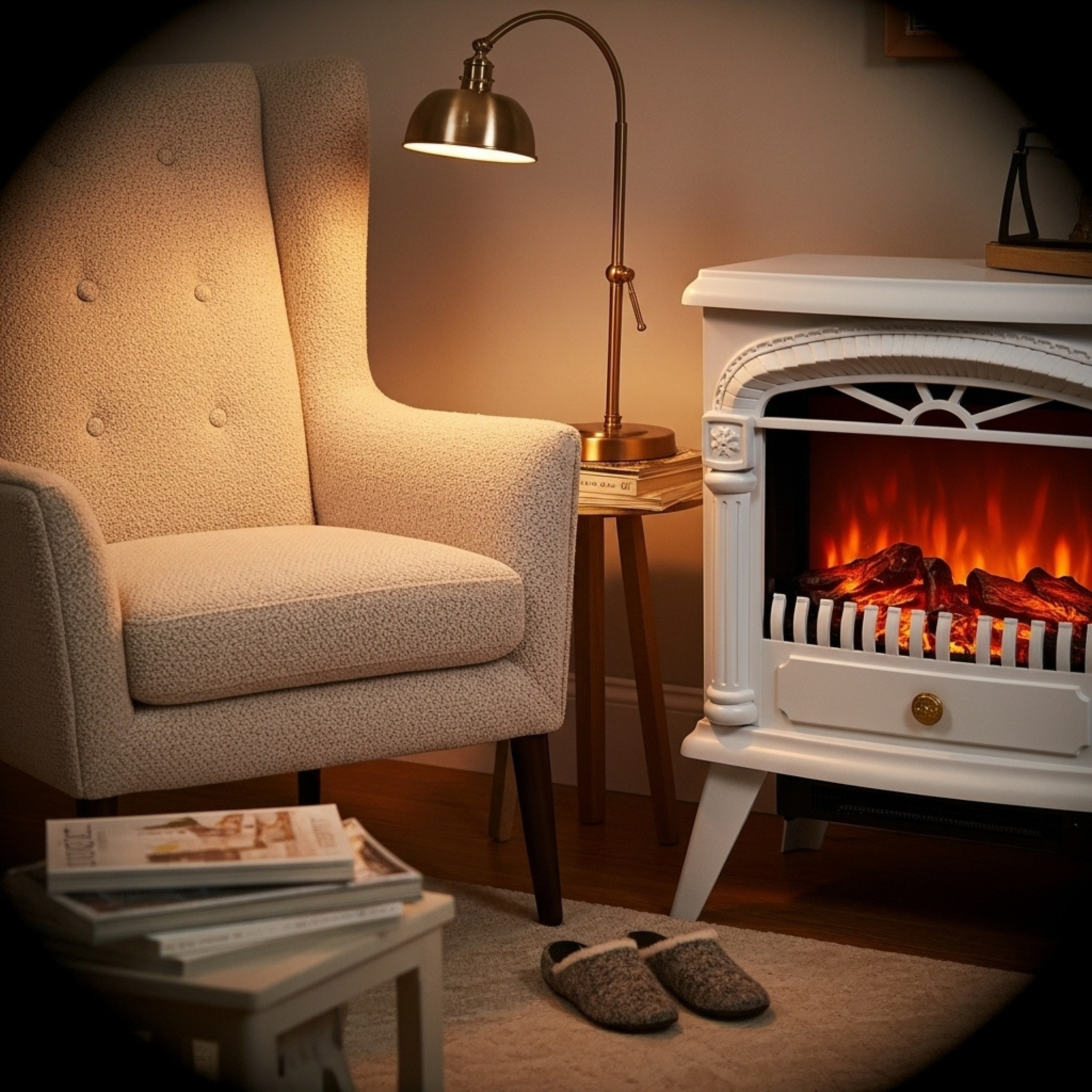 Cheminée Électrique Blanche – Effet Flamme LED | Tunisie