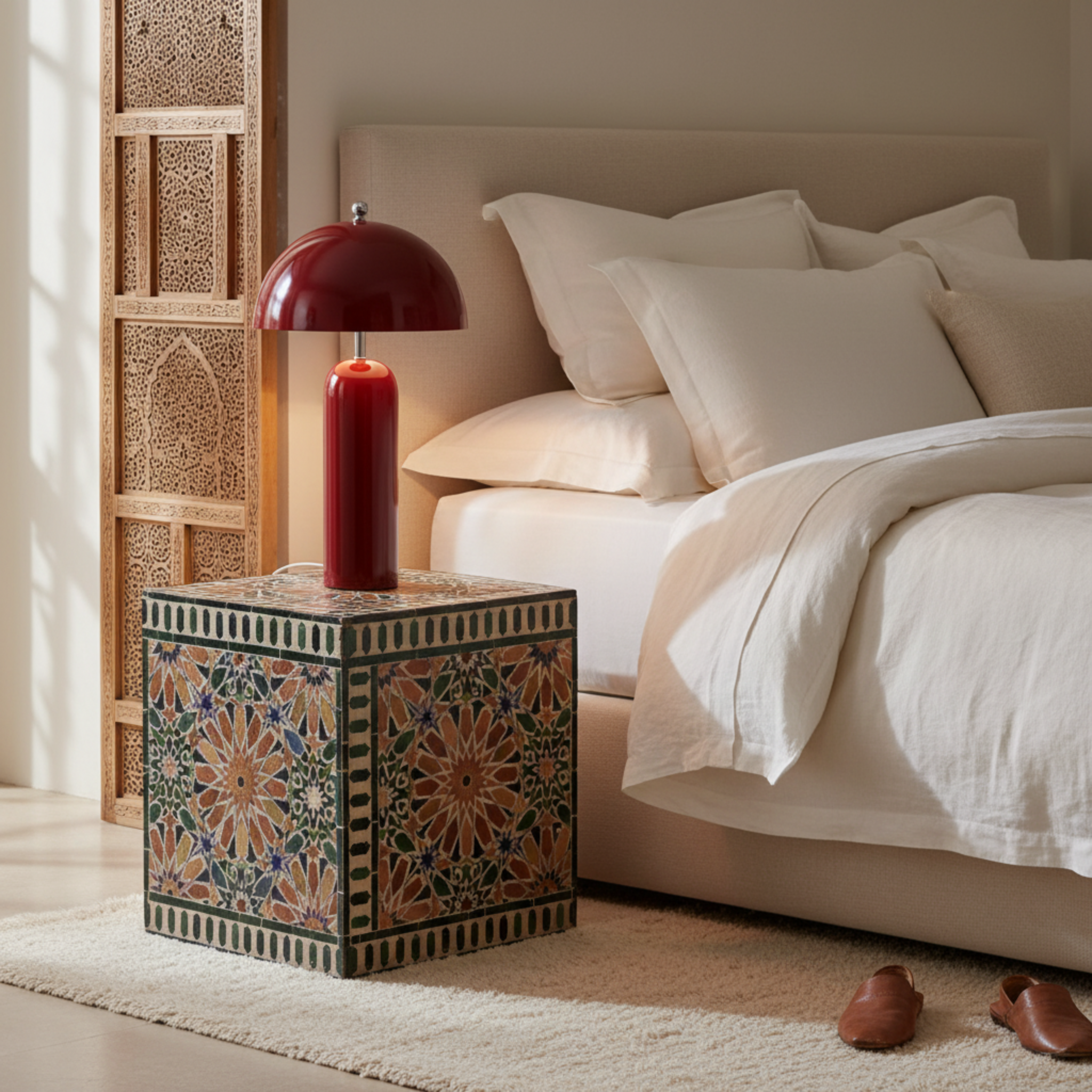 Lampe à Poser Champignon Rouge – Design Rétro Chic & Tendance