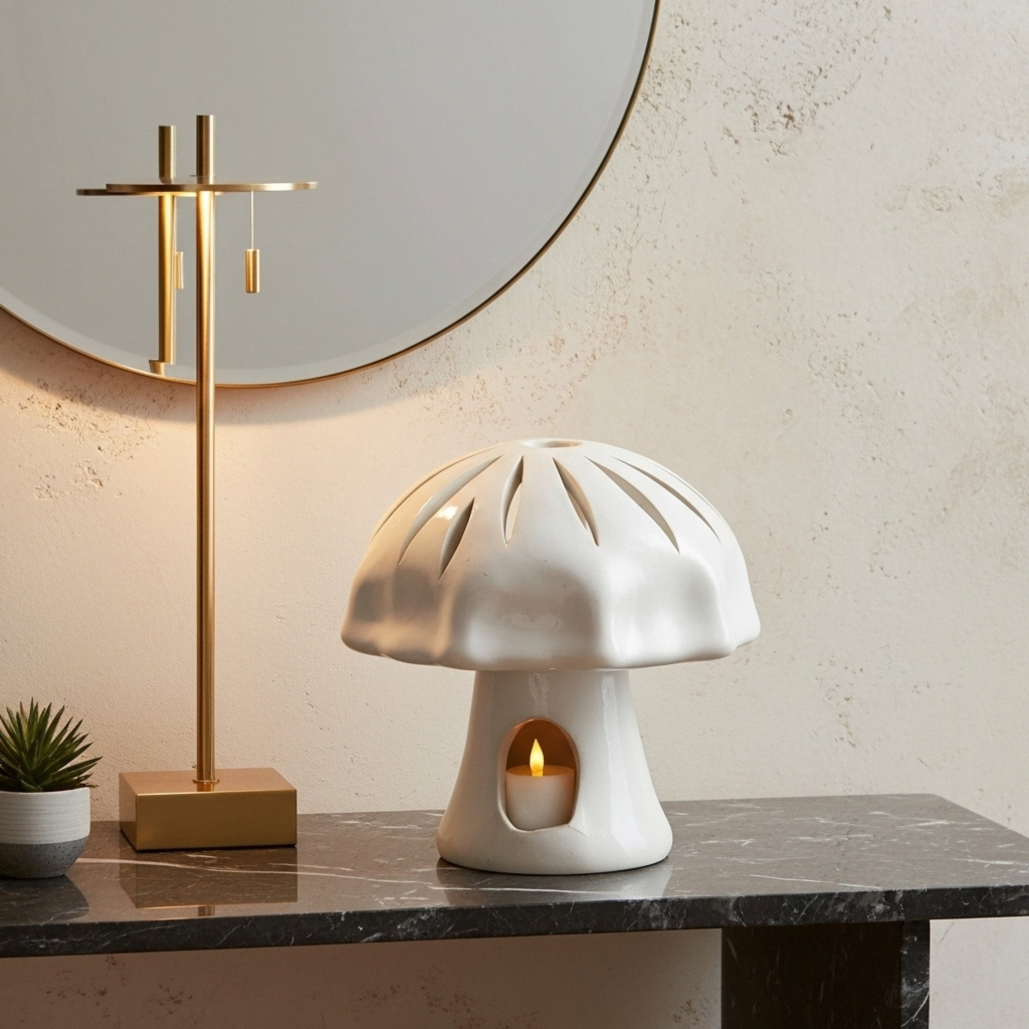 Cache-bougie Champignon en céramique