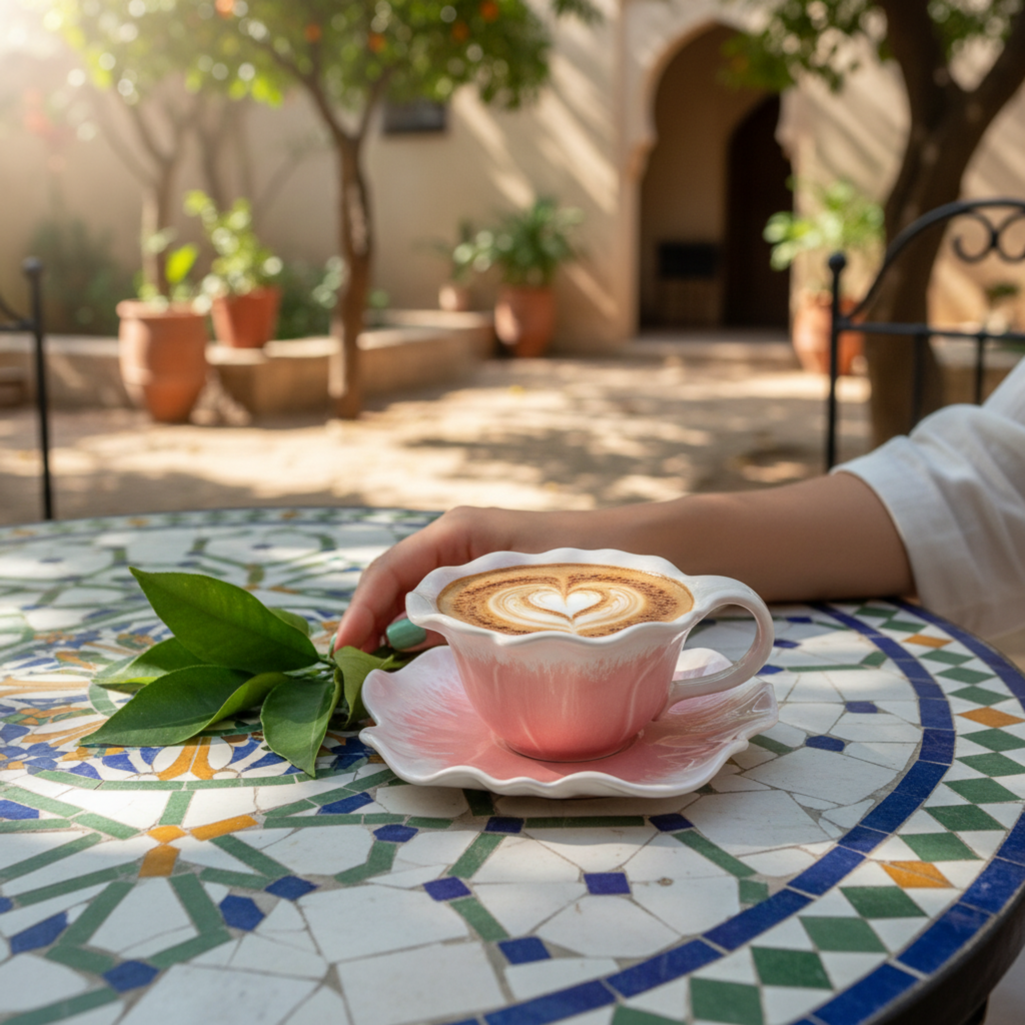 Tasse à Café "Pétale Rose" & Soucoupe – Design Floral & Élégant