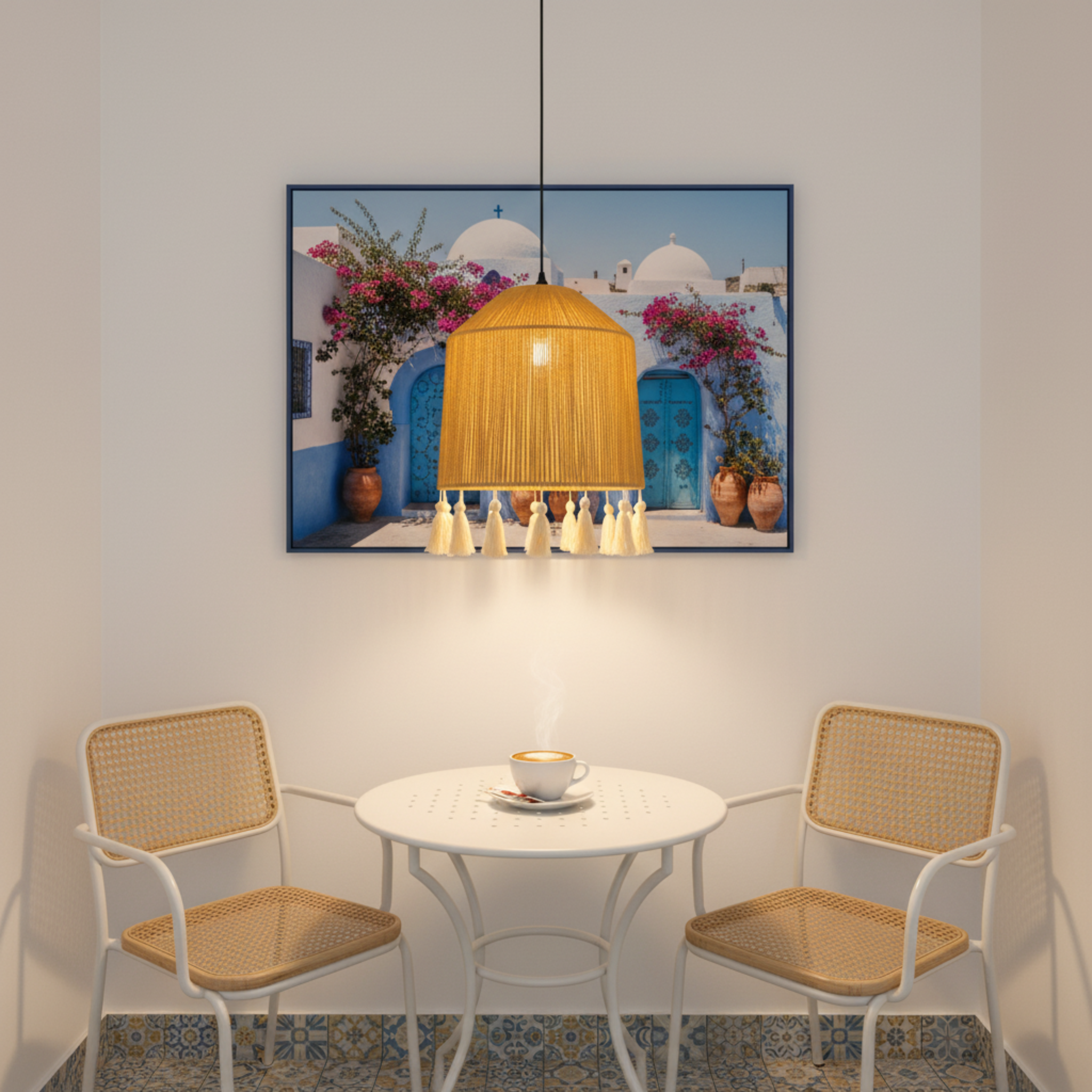 Suspension Bohème "Yasmine" – Lustre en Jute Tressé à Pompons