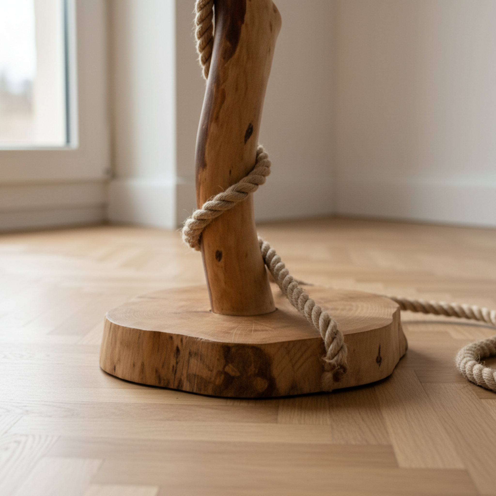 Lampadaire Artisanal en Bois Flotté - Décoration Tunisie Fait Main