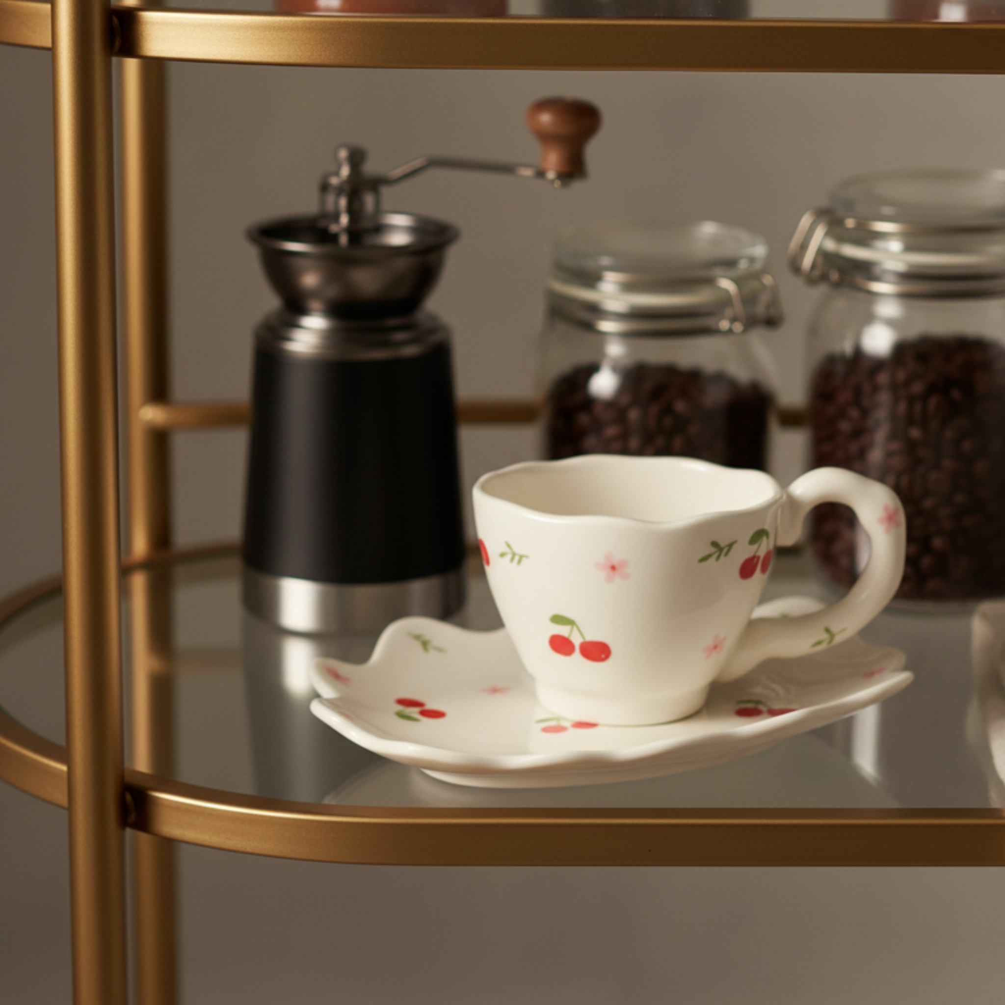 Tasse à Café Tunisie | Motif Cerises avec Soucoupe | Fiolla Home