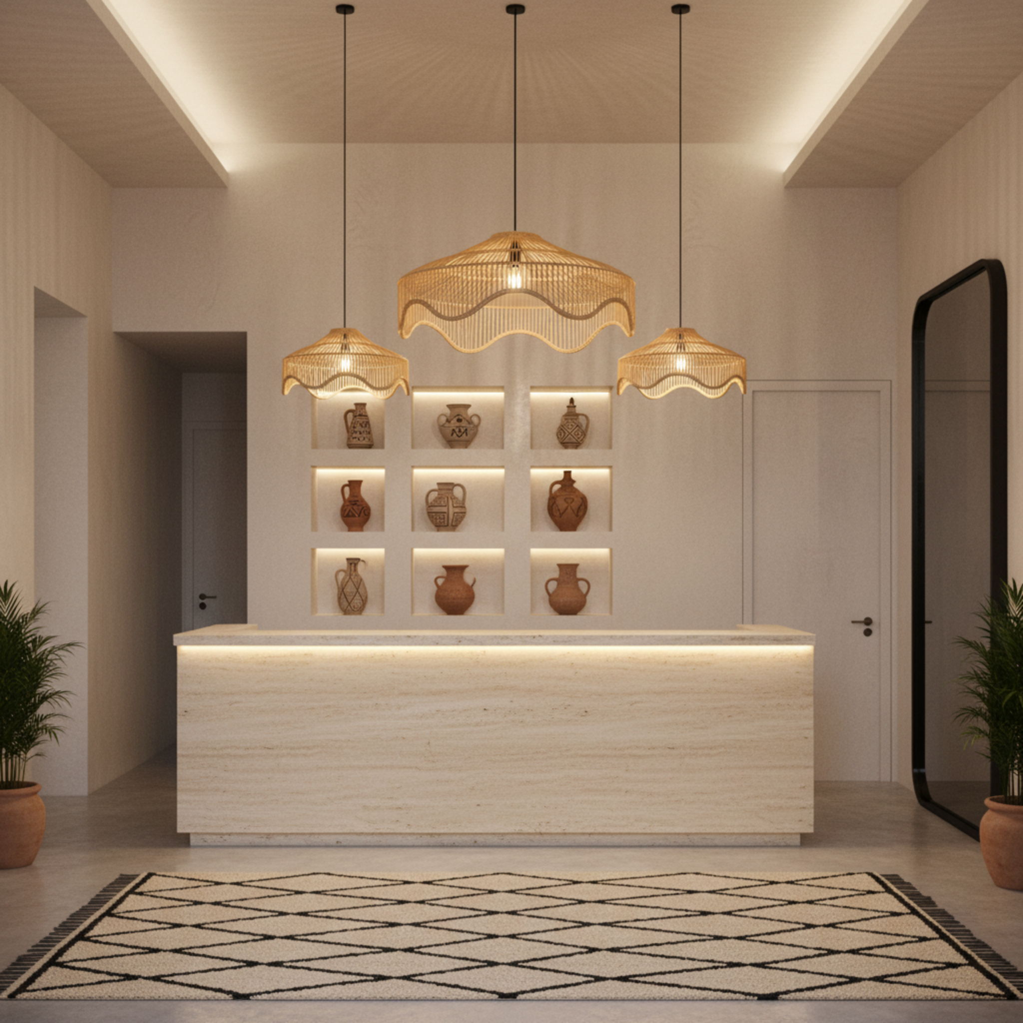 Lustre en Fibres de Palmier – Suspension Handmade Tunisie