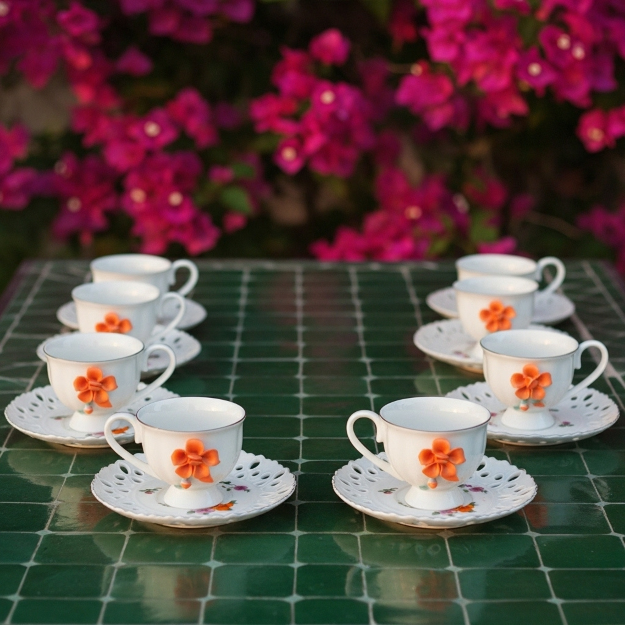Service Café Noir Porcelaine Fine – 6 Tasses + 6 Soucoupes