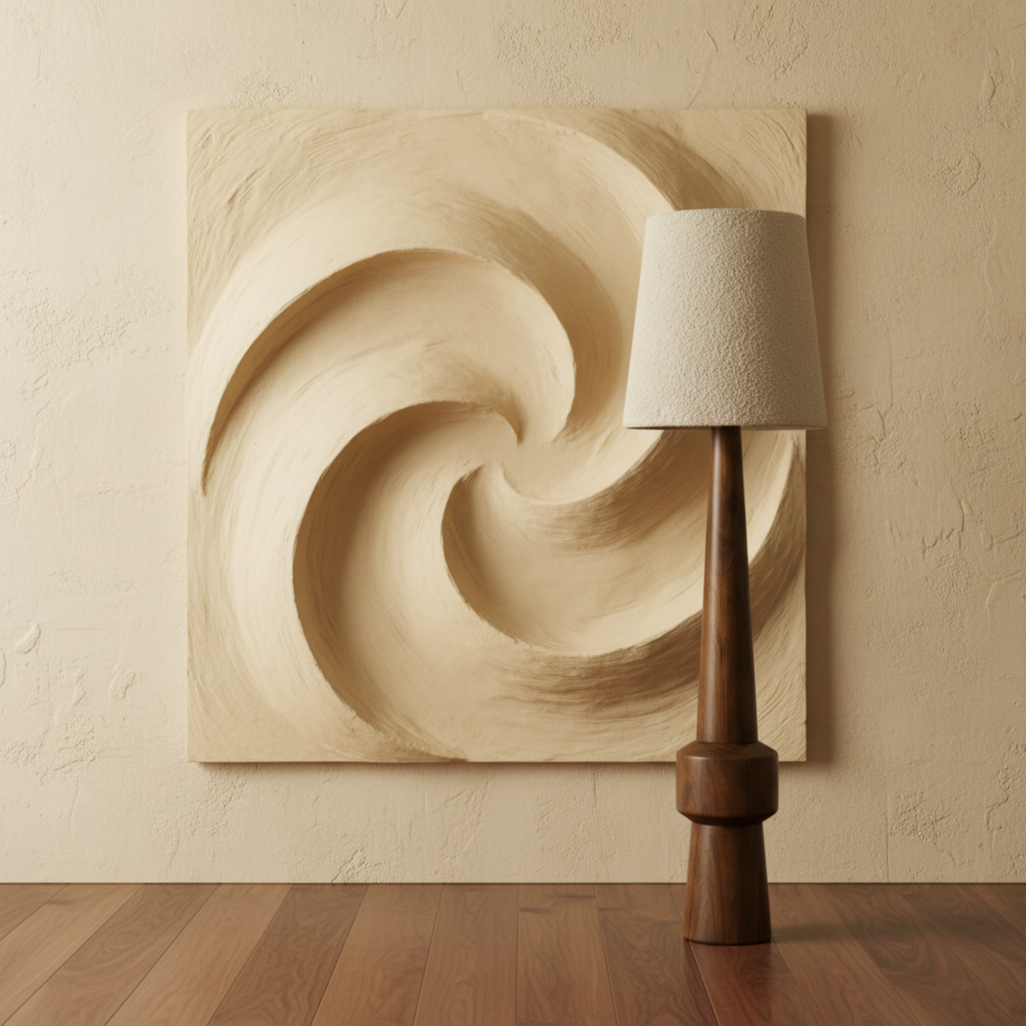 Lampadaire ATLAS Bois Rouge et Abat-Jour Bouclette | Tunisie