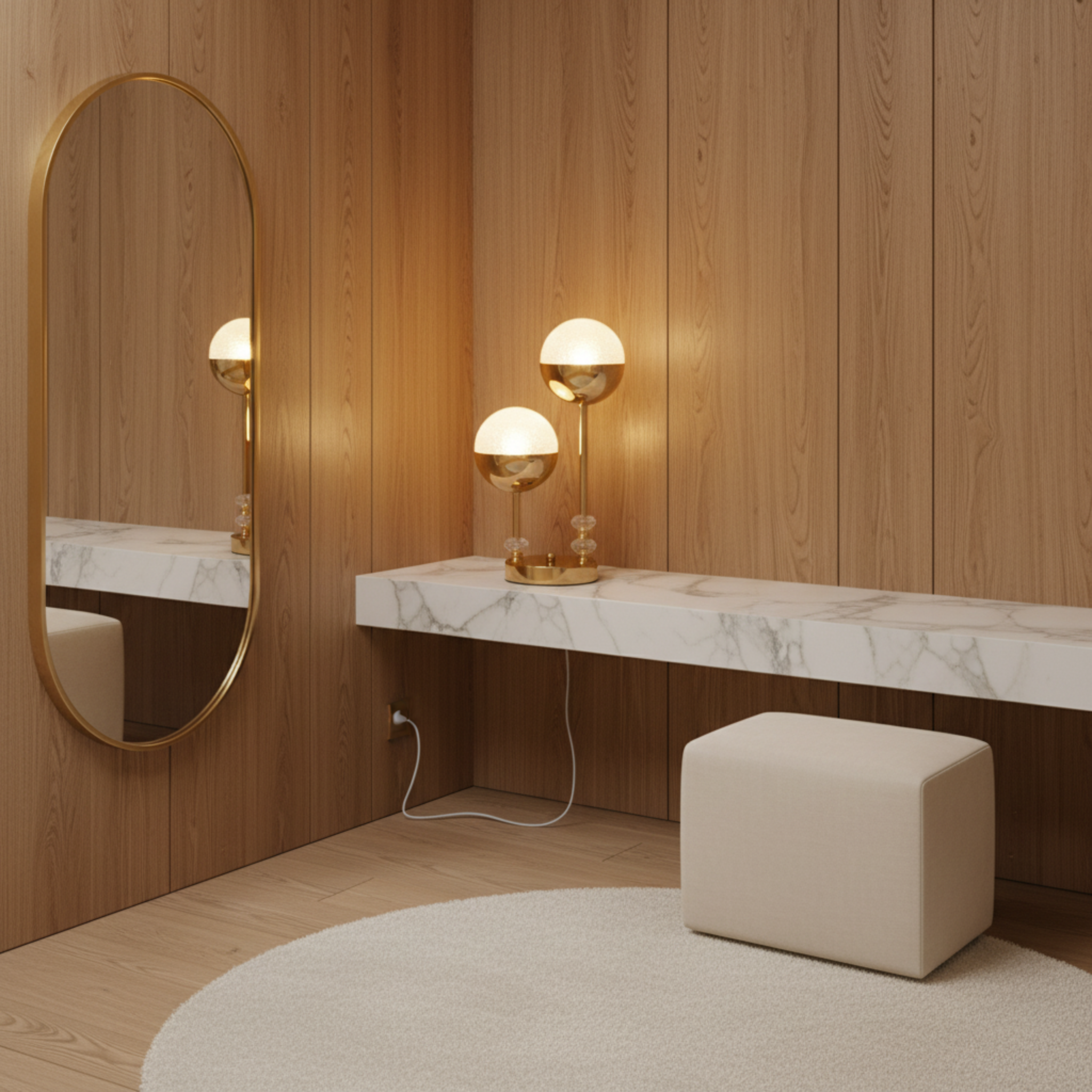 Lampe de Chevet Double Globe Doré – Design Moderne & Élégant